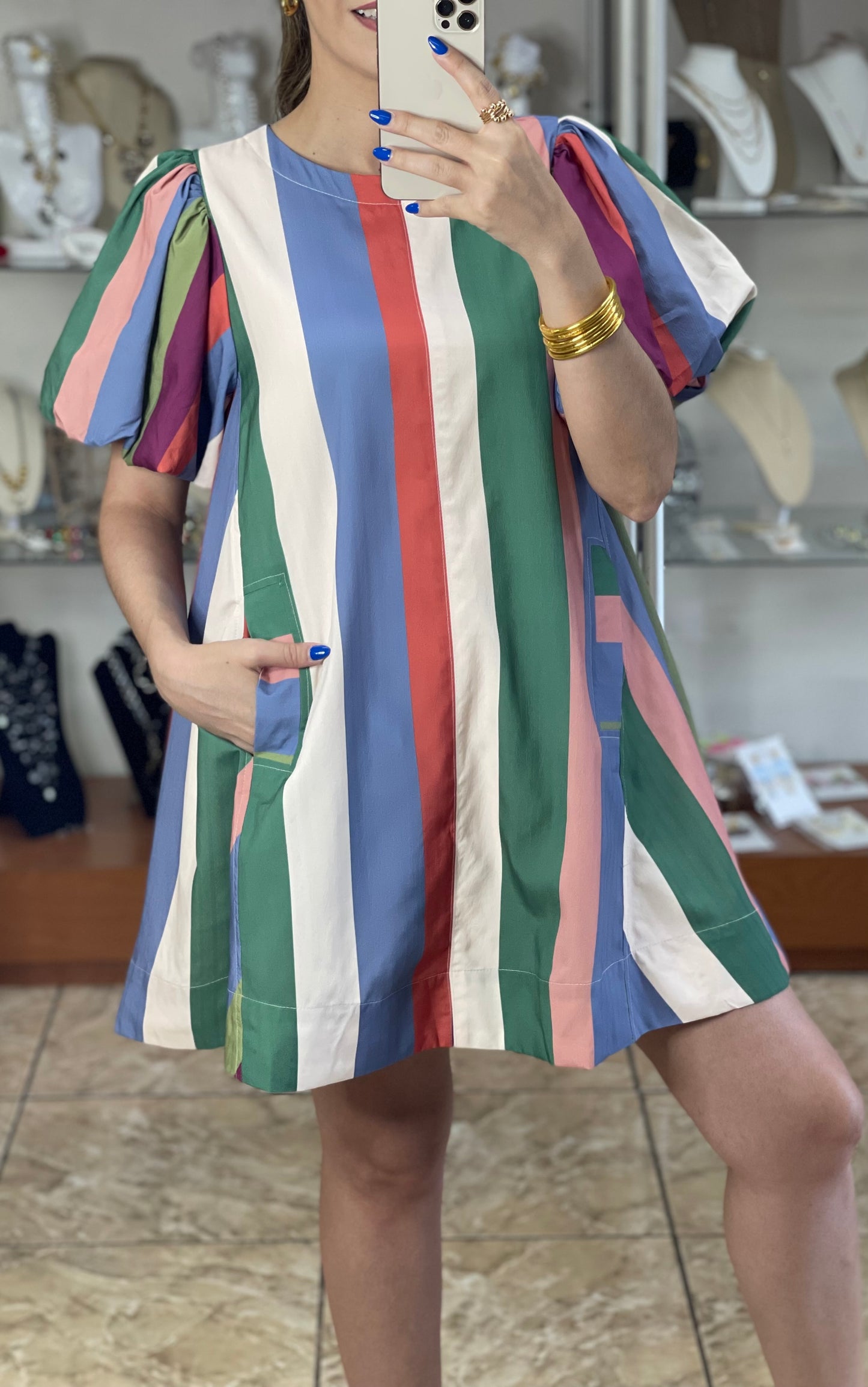 Multicolor Stripes Mini Dress