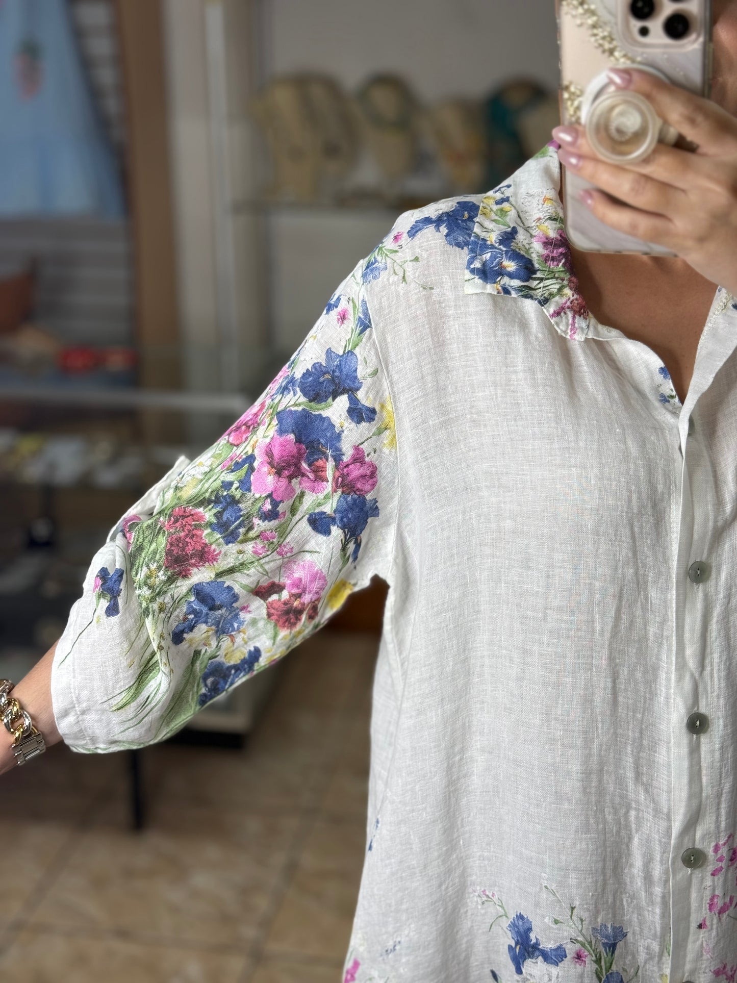 Floral OS Short Linen Dress (NO RETURNS OR EXCHANGE)