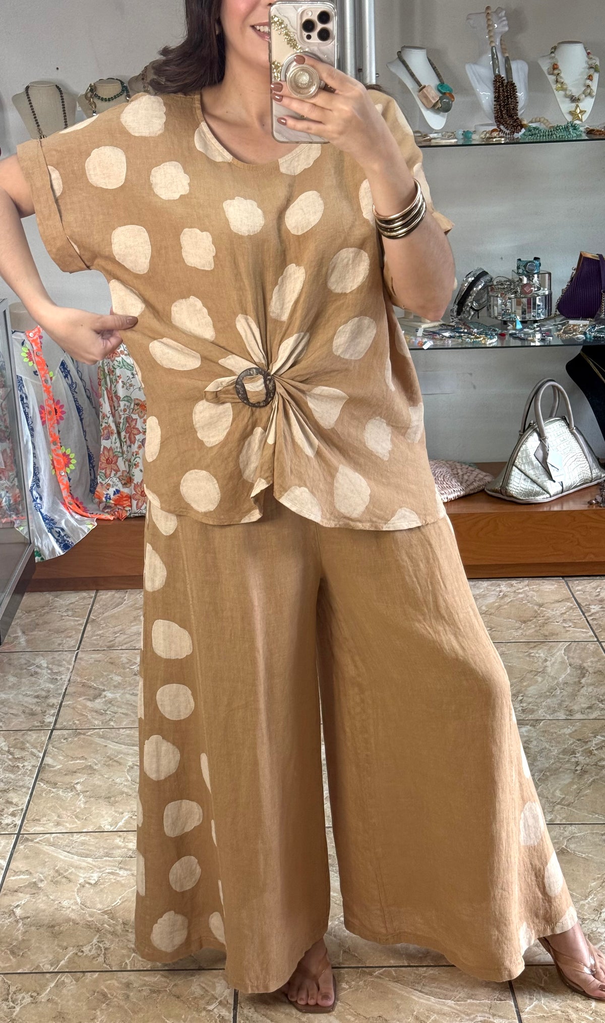 OS Polkadots Linen Set (NO RETURNS OR EXCHANGE)