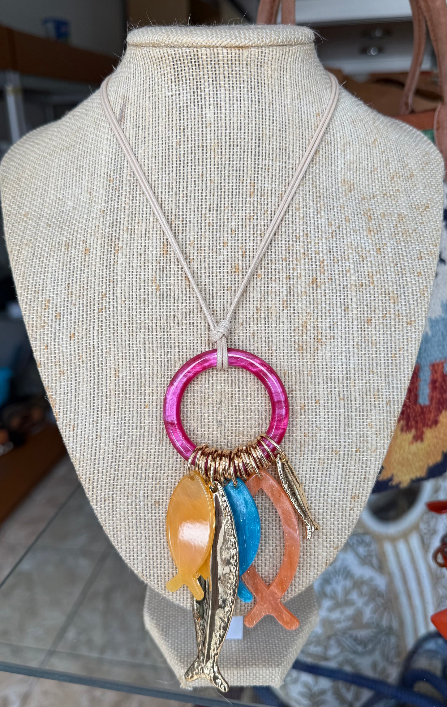 Circle and Fish Necklace (FINAL SALE)