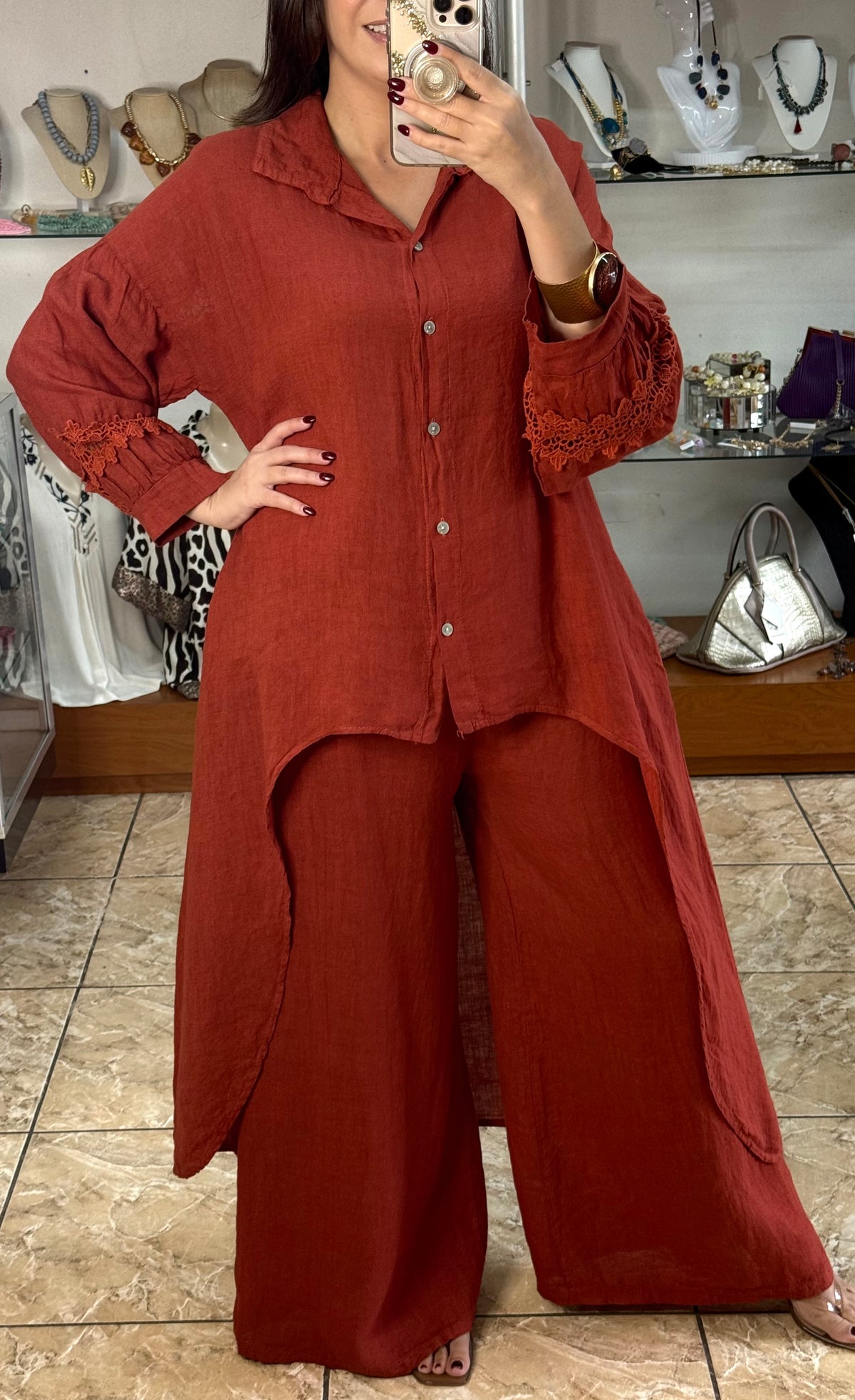 High/Low OS Linen Pant Set (NO RETURNS OR EXCHANGE)