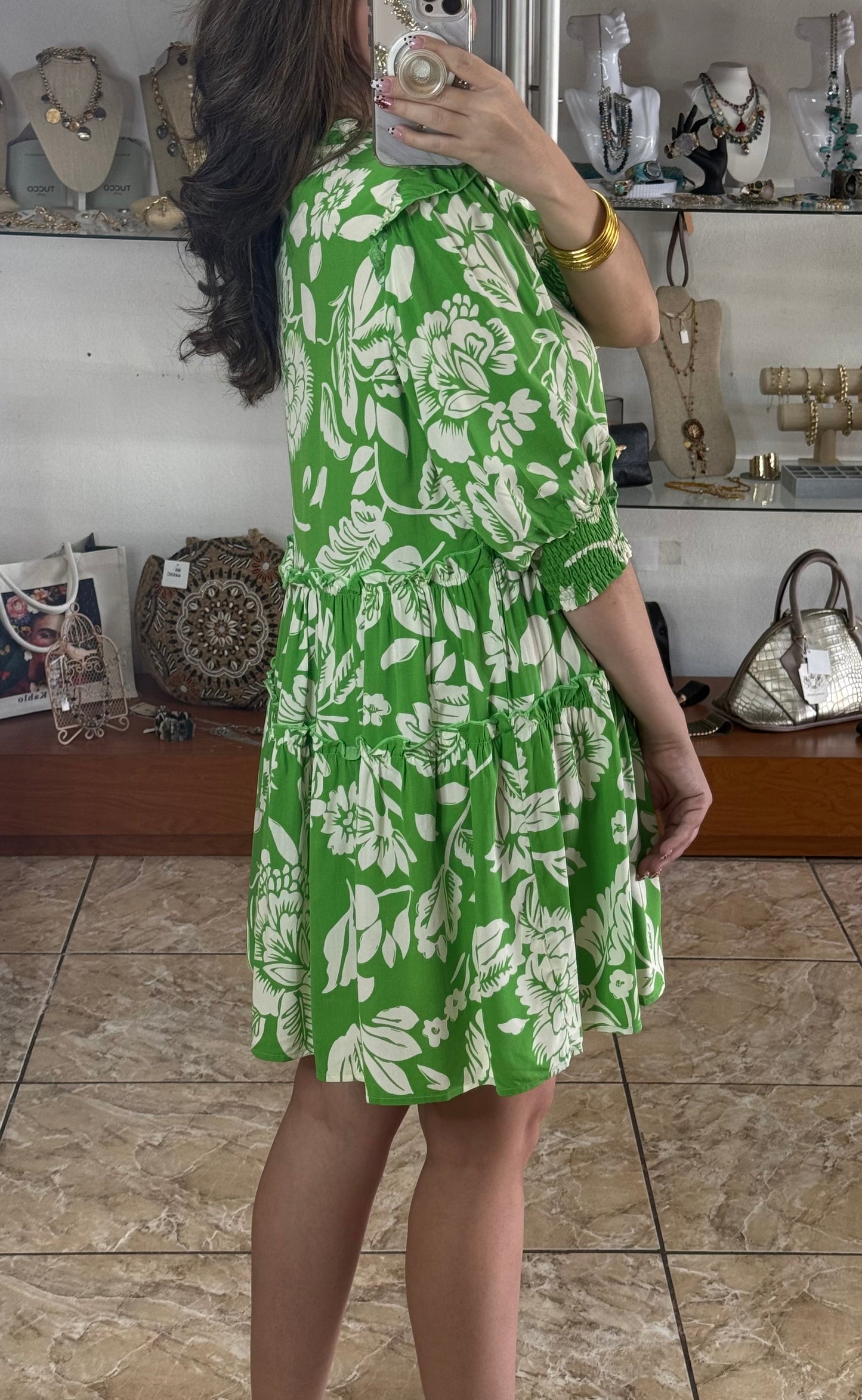 Two Tones Floral Doll Dress