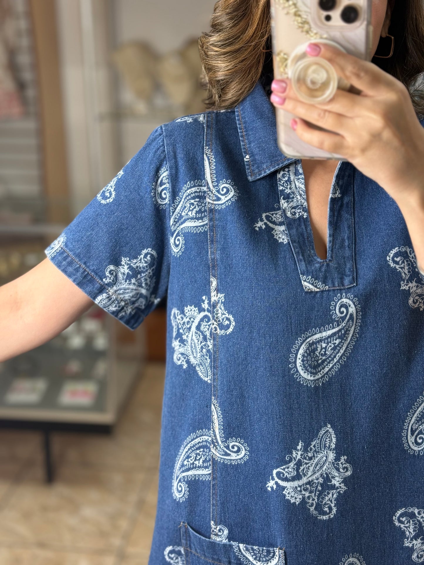 Paisley Denim Dress