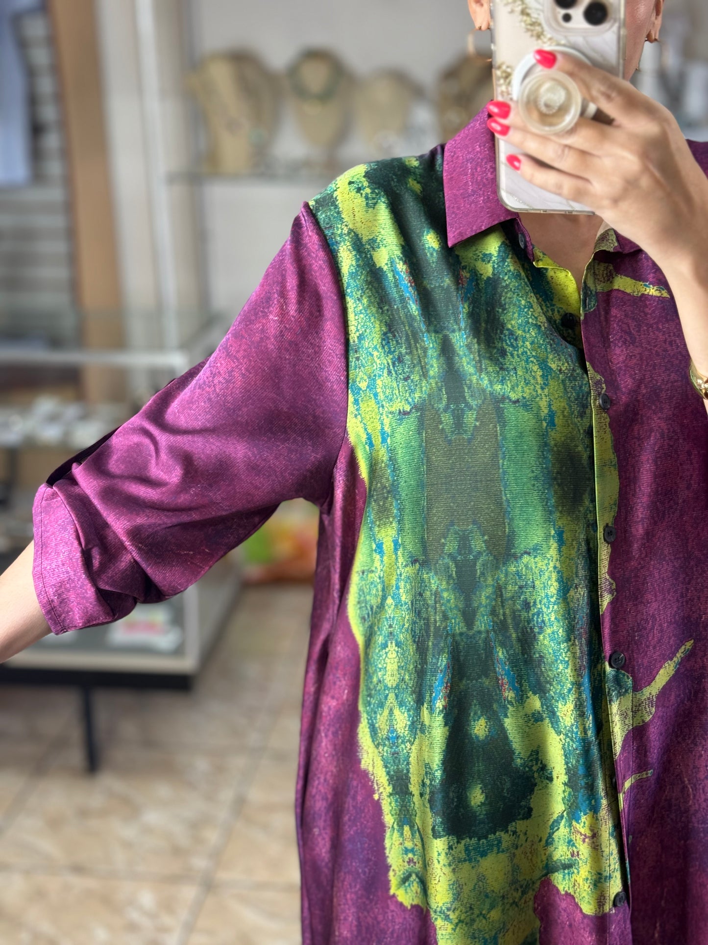 Purple/Green OS Silk Pant Set (NO RETURNS OR EXCHANGE)