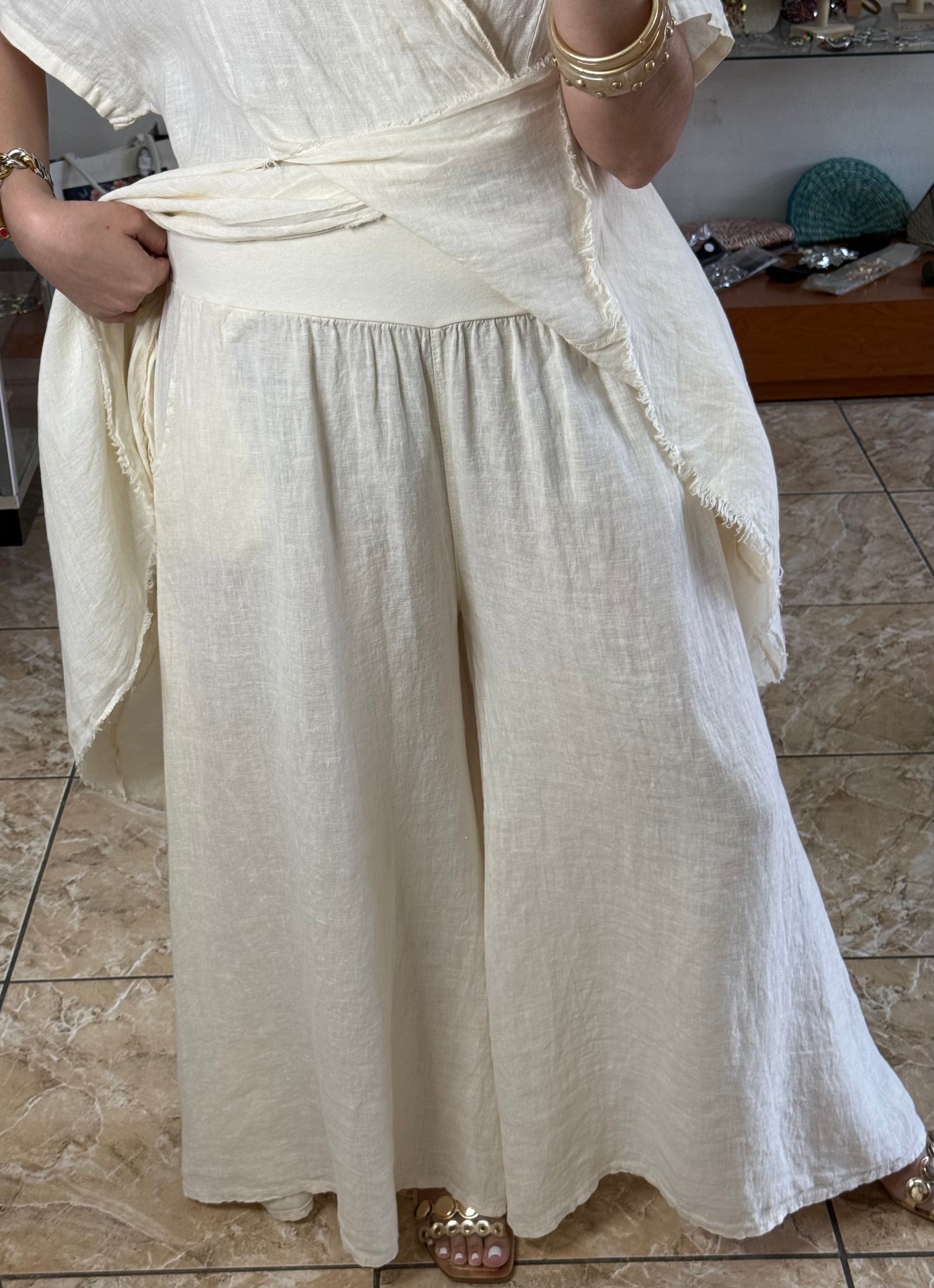 Long Top & Pant OS Linen Set (NO RETURNS OR EXCHANGE)