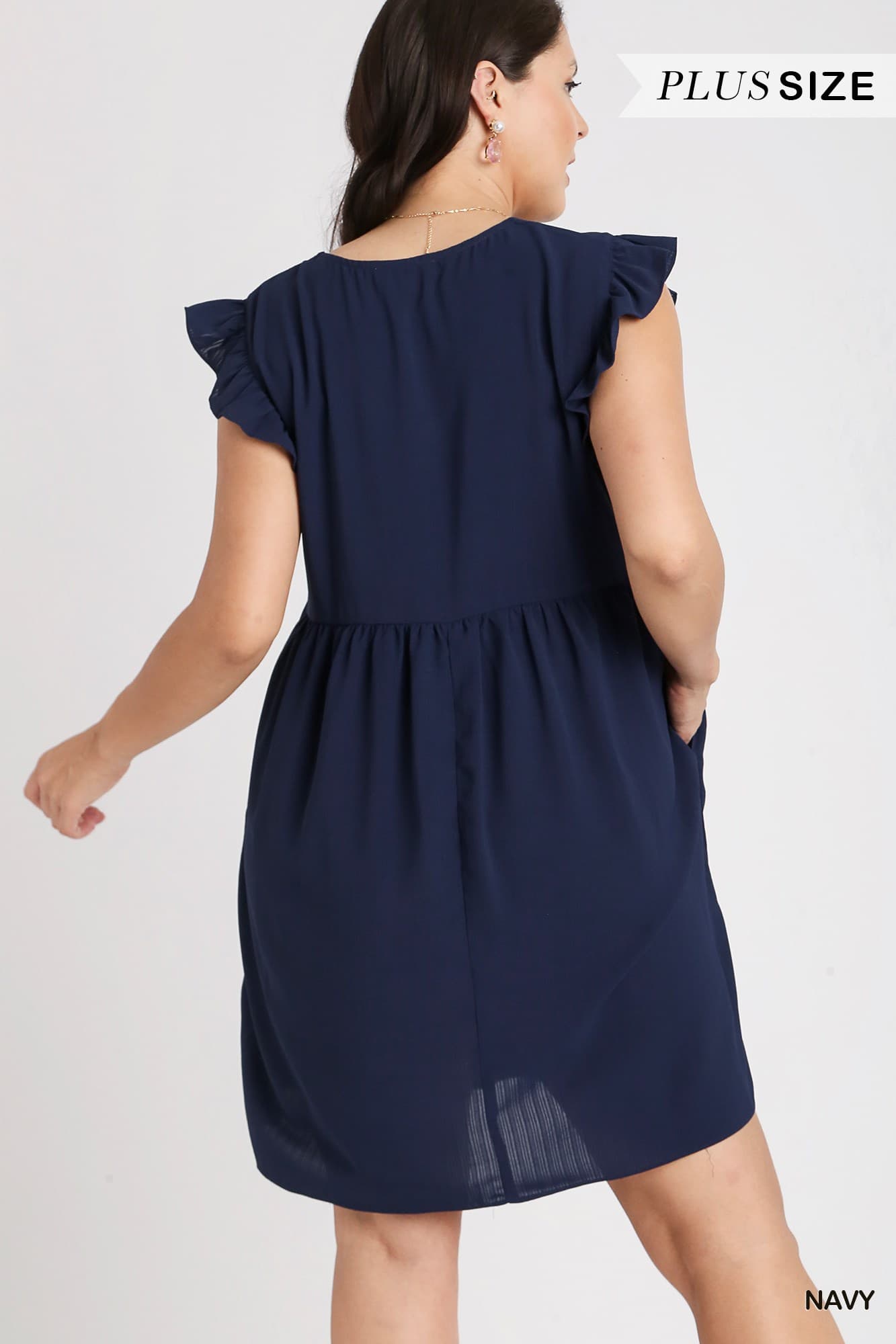 Navy Sleeveless Mini Dress (PLUS)