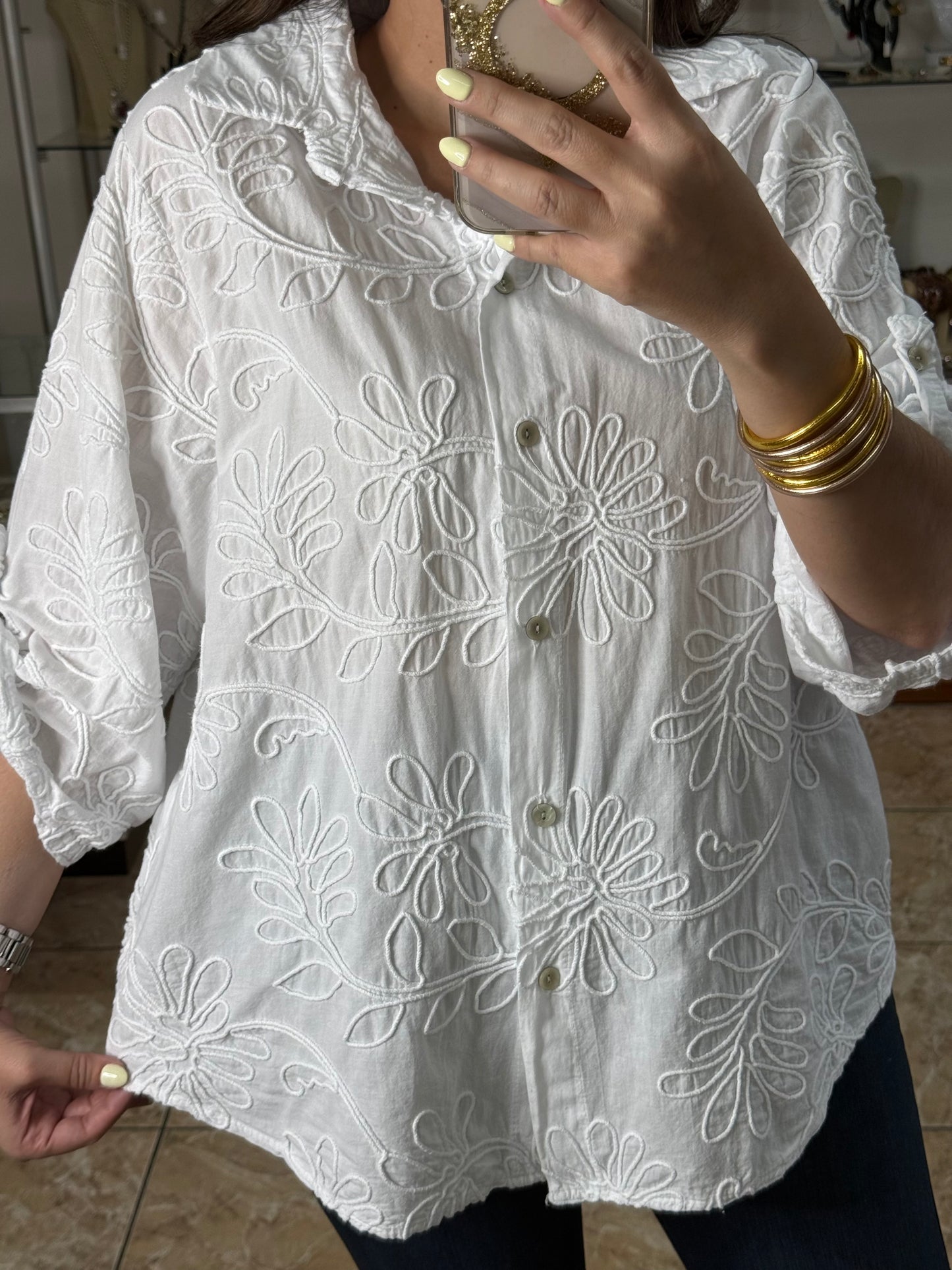 OS Embroidered Tunic Top (NO RETURNS OR EXCHANGE)
