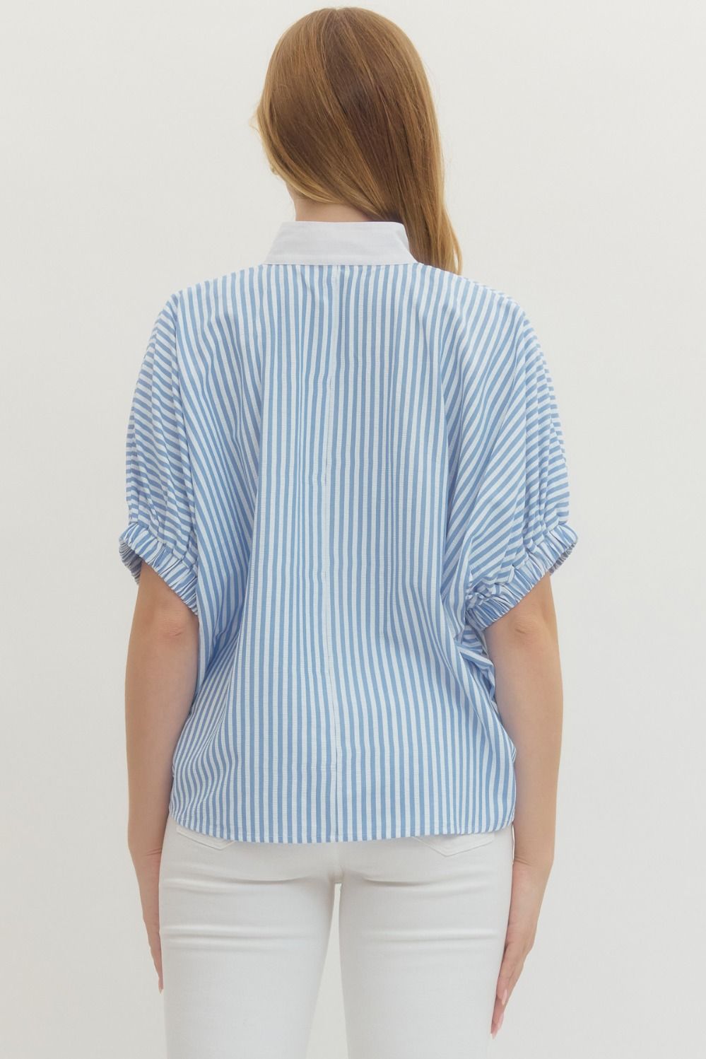 Dolman Sleeve Blue Stripes Top (PLUS)