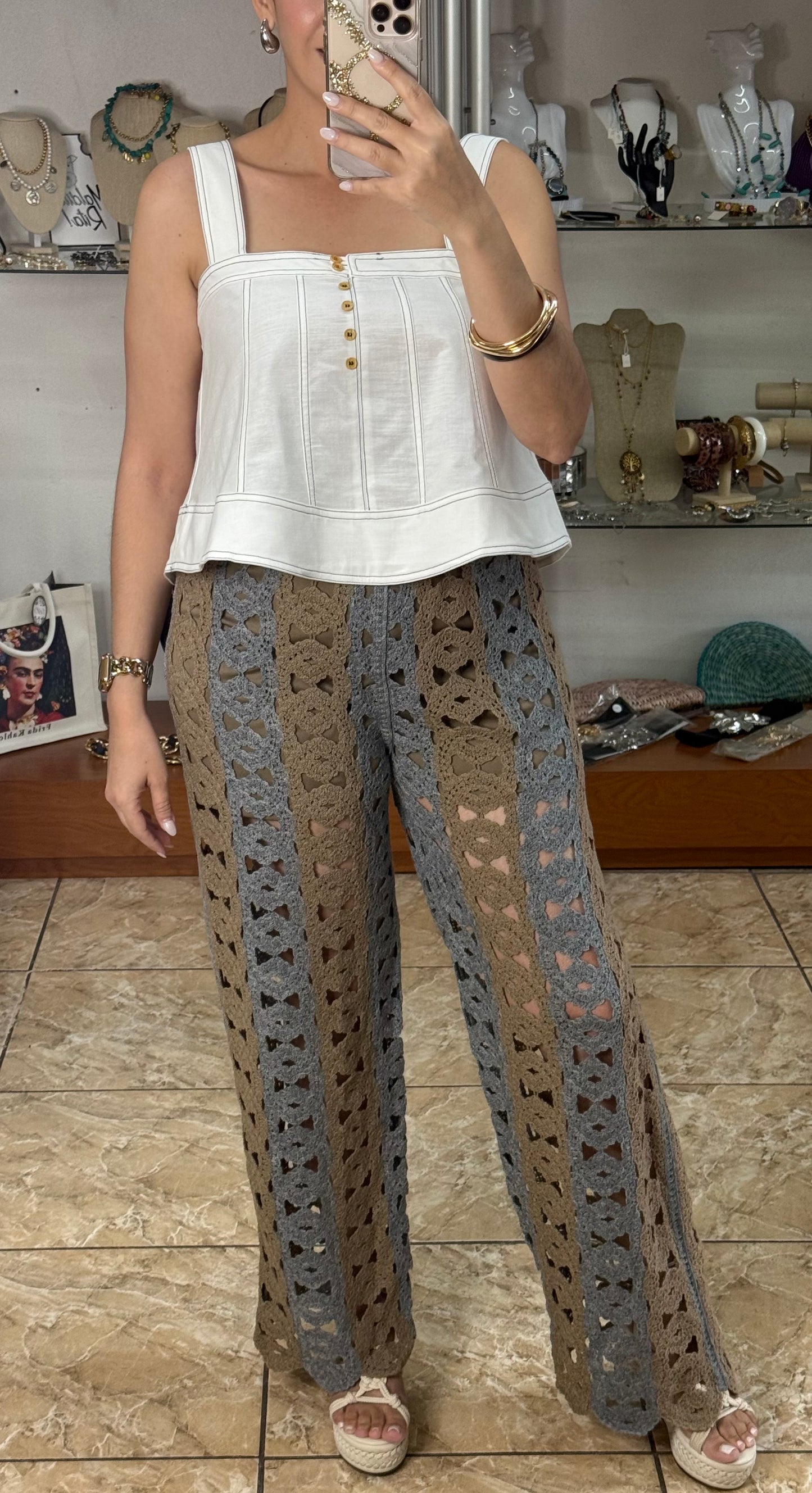 Grey Mix OS Crochet Pant (NO RETURNS OR EXCHANGE) (TOP SOLD SEPARATELY)