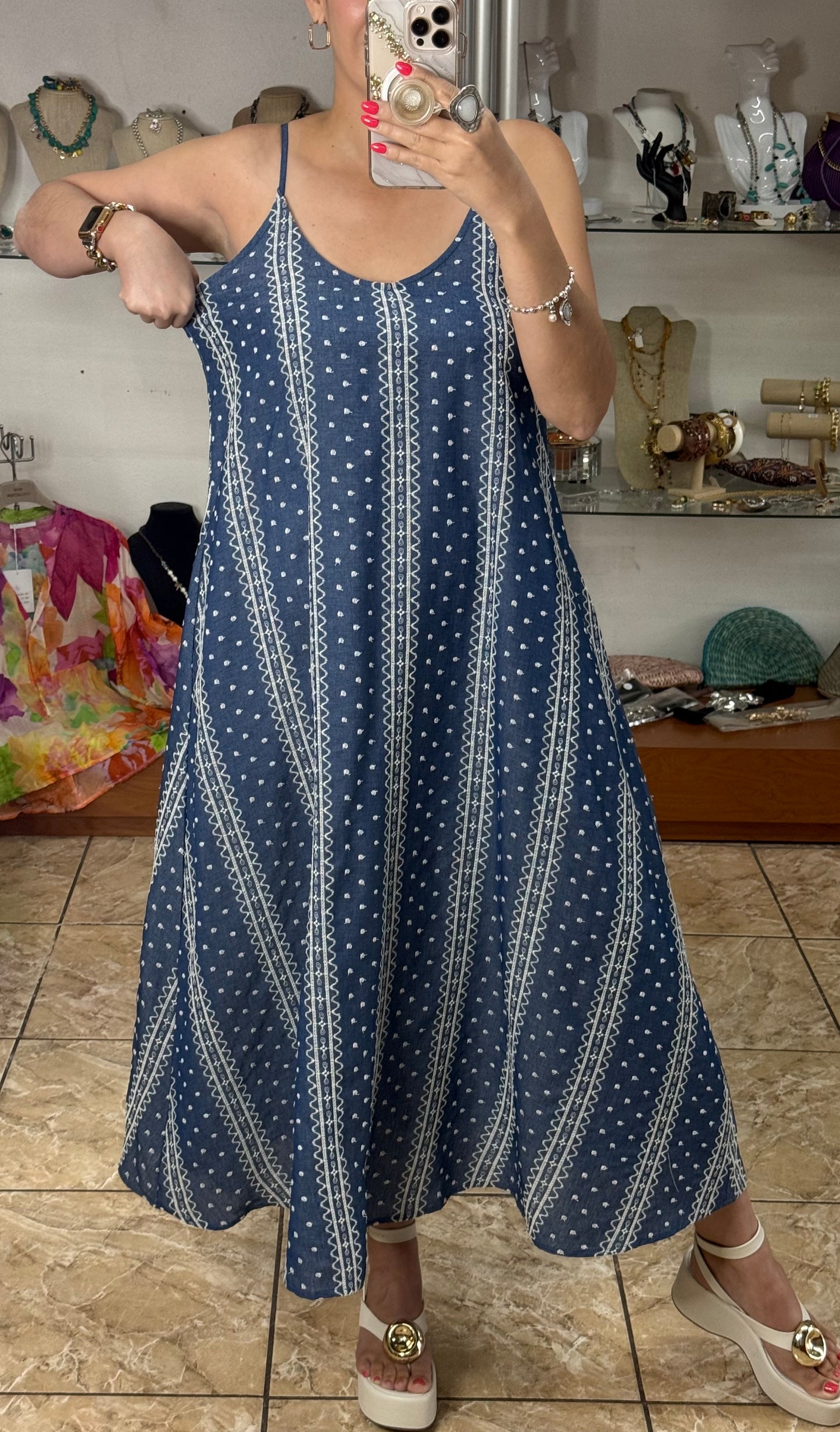 Embroidered Sleeveless Maxi Dress