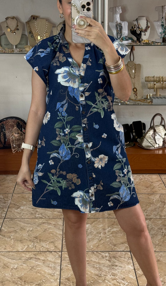 Floral Denim Dress