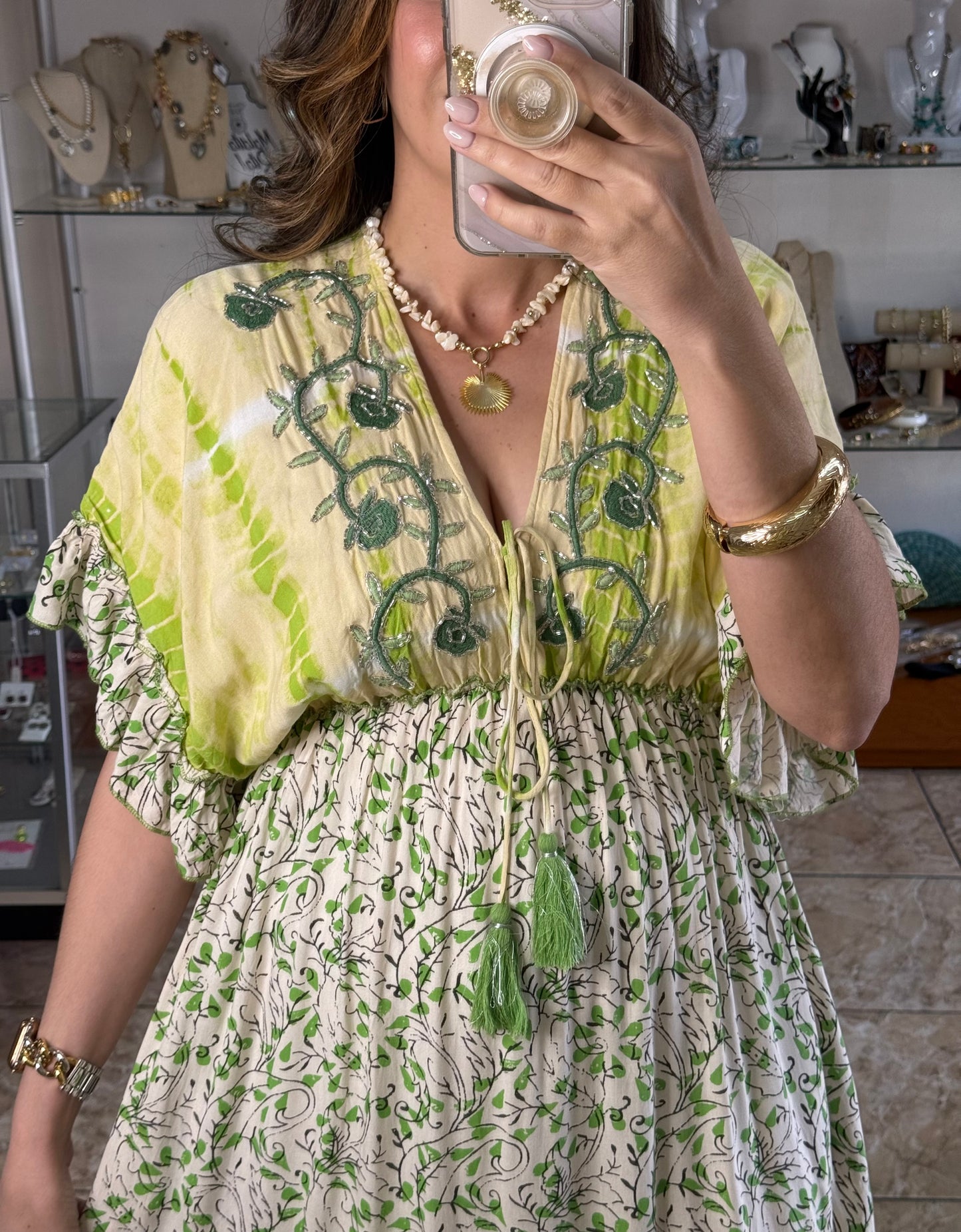 Green OS Bohemian Maxi Dress (NO RETURNS OR EXCHANGE)