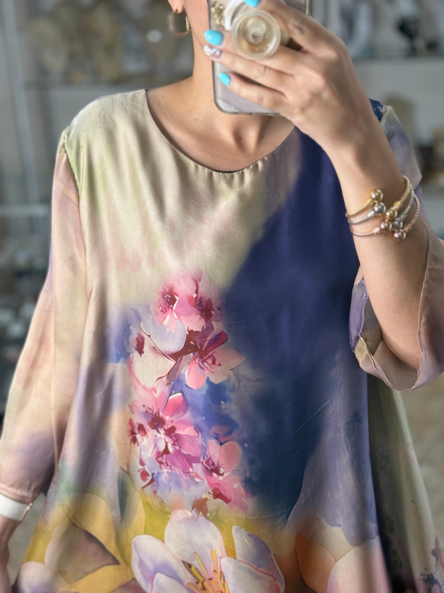 OS Floral Silk Maxi Dress (NO RETURNS OR EXCHANGE)