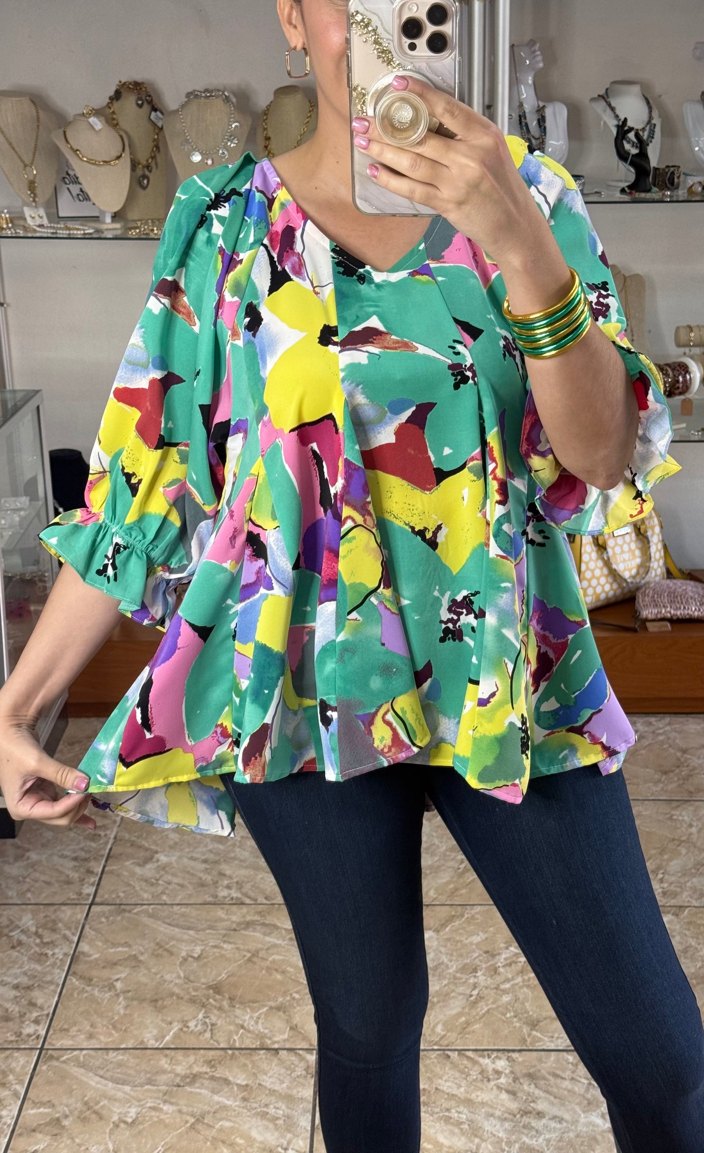 Emerald Mix Floral Top