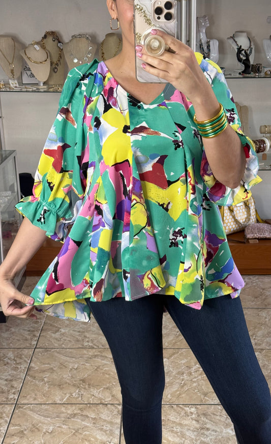 Emerald Mix Floral Top
