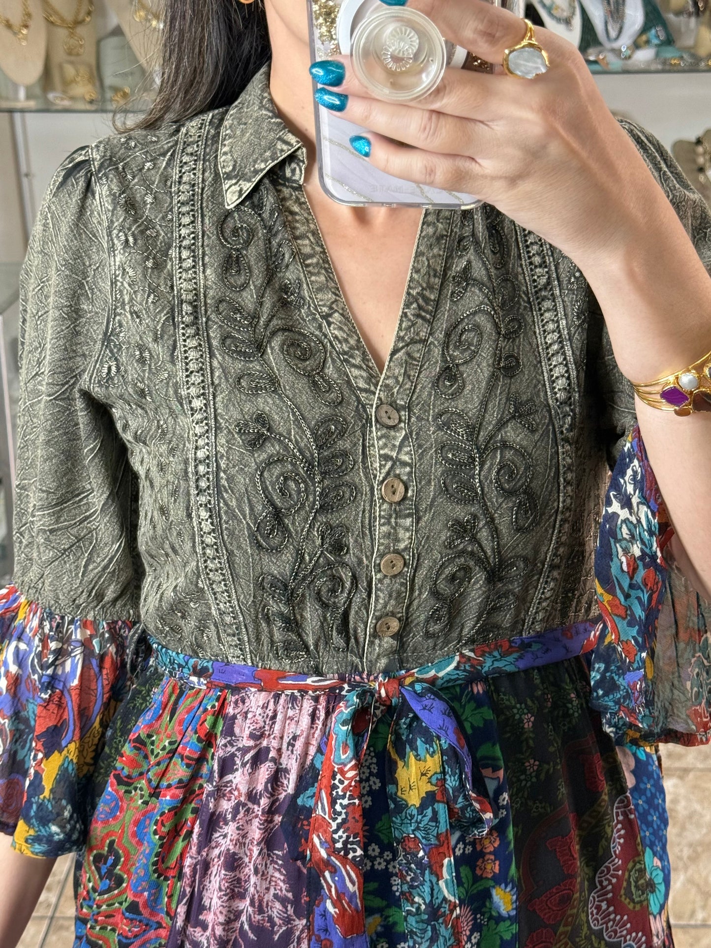 Embroidered and Patches Mini Dress