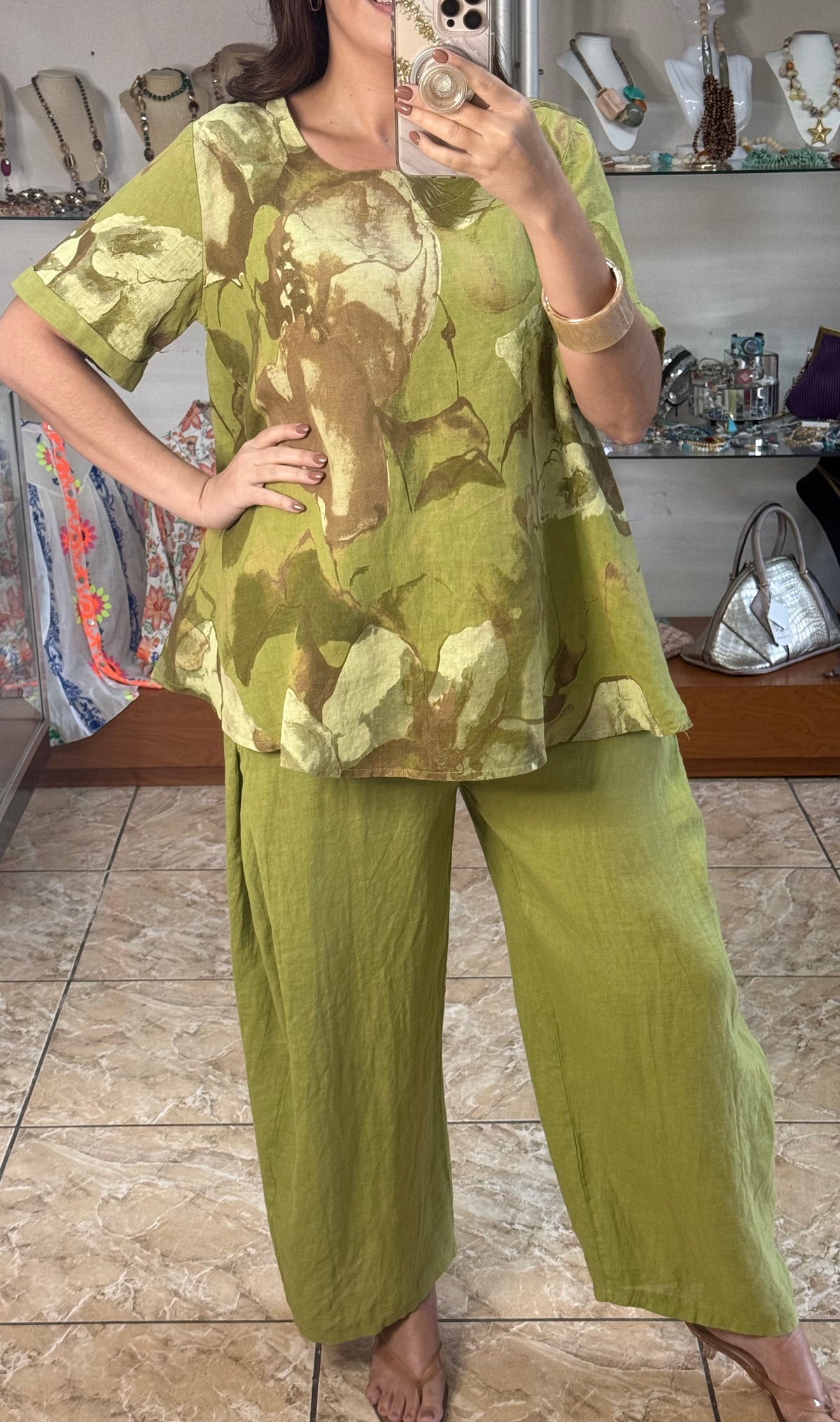 OS Top & Barrel Style Pant Linen Set (NO RETURNS OR EXCHANGE)