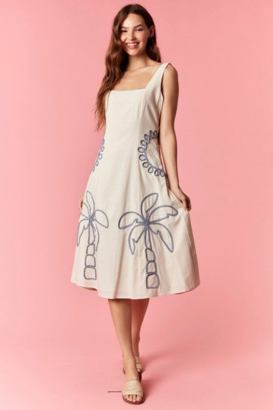 Palm Tree Midi Dress