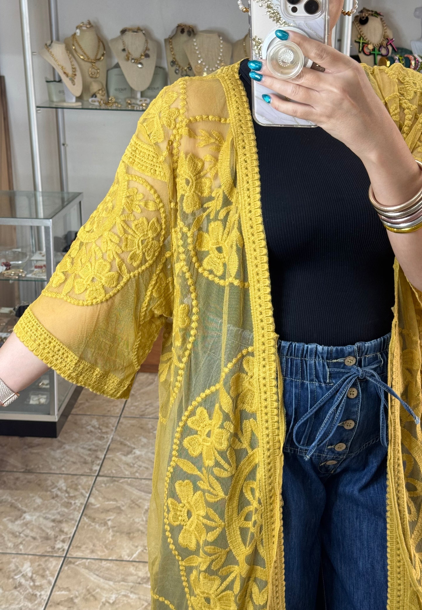 Lace Mustard Coverup (FINAL SALE)