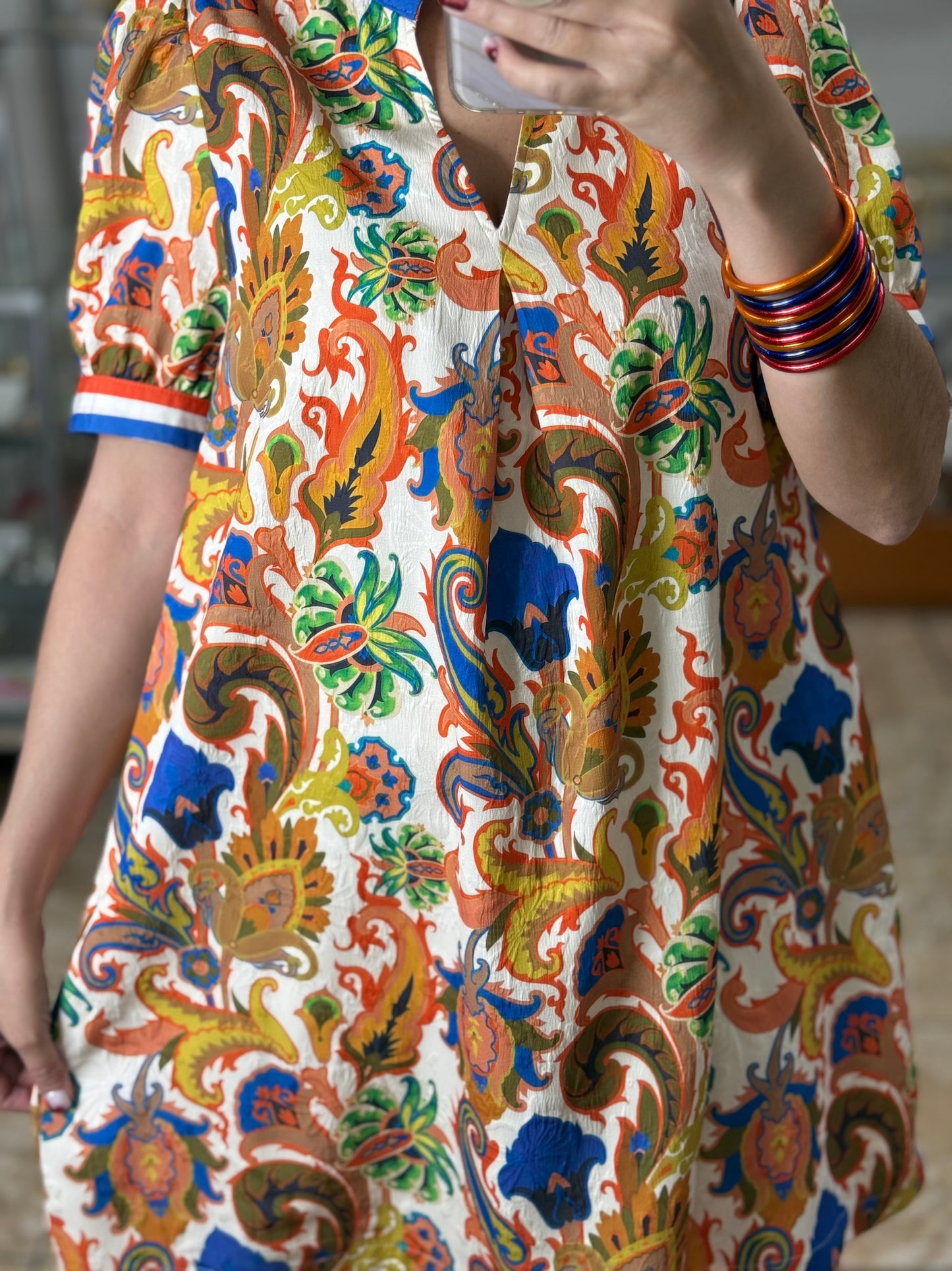 Jacquard Abstract Print Mini Dress