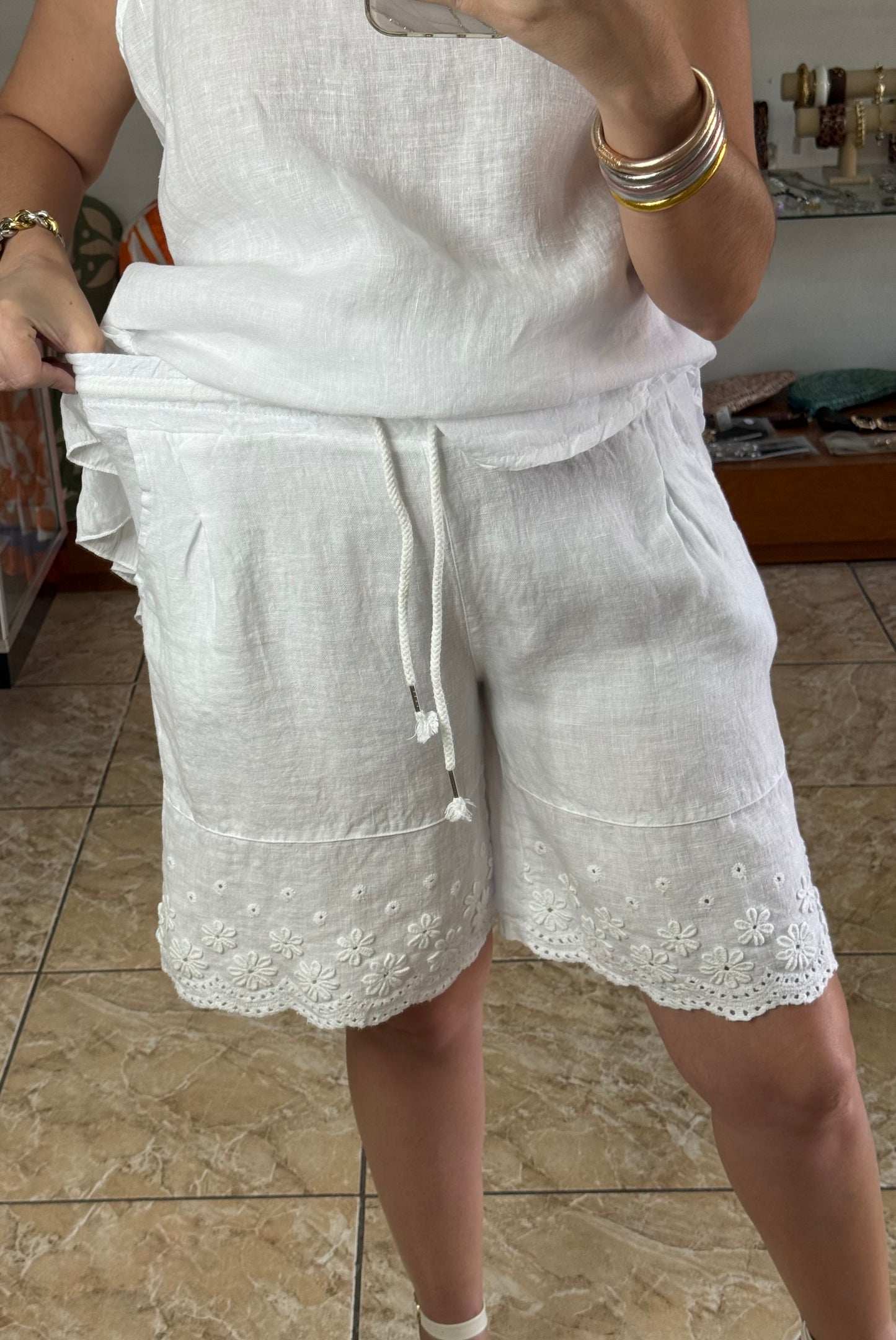 OS Linen Top & Short Set (NO RETURNS OR EXCHANGE)
