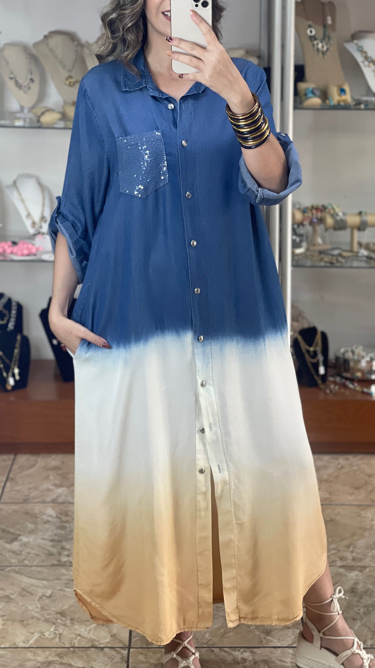 Button Down Tencel OS Maxi Dress