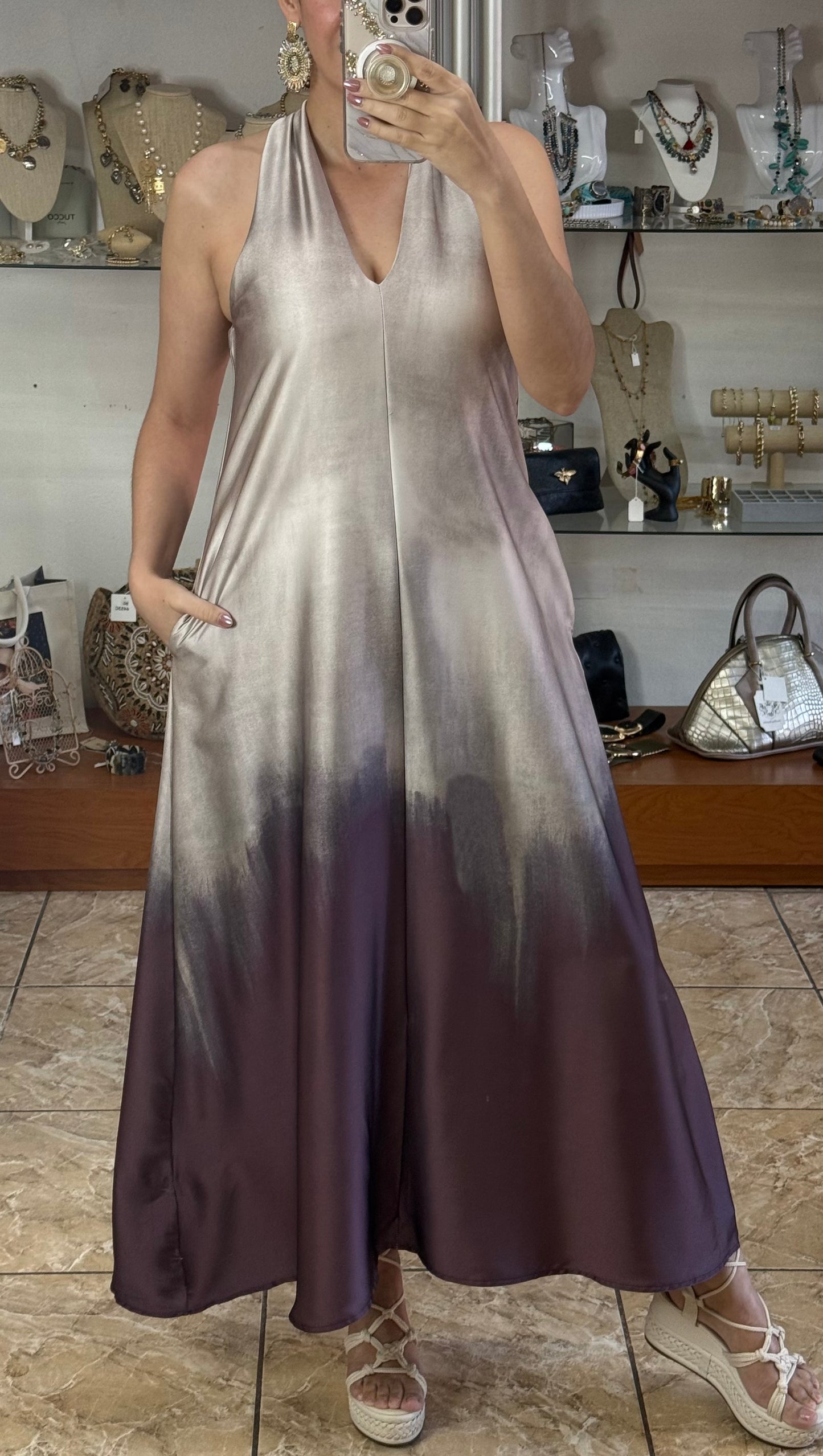 Halter Satin OS Maxi Dress (FINAL SALE)
