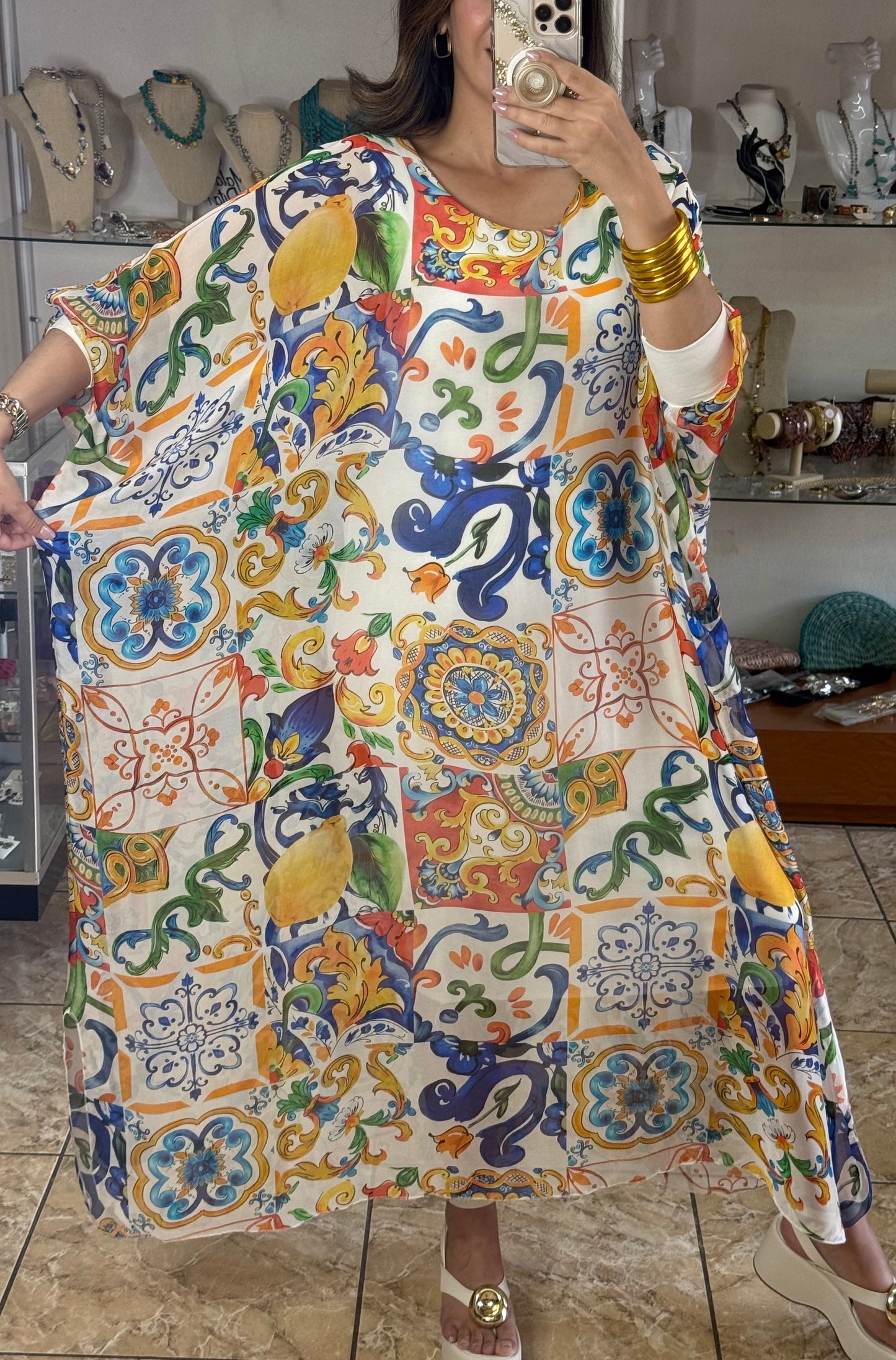 Silk OS Kaftan Maxi Dress (NO RETURNS OR EXCHANGE)