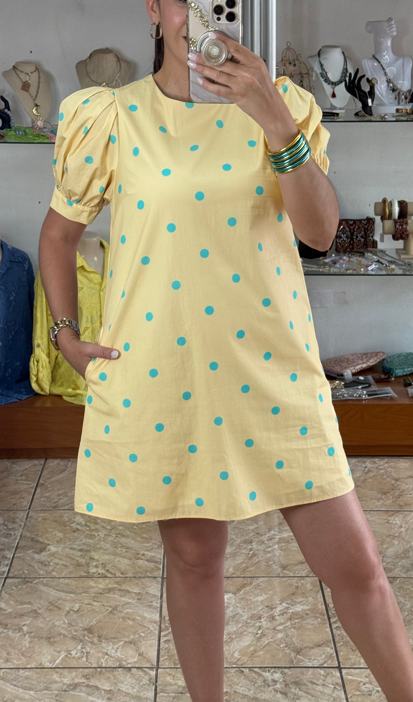 Butter Yellow Polkadot Dress
