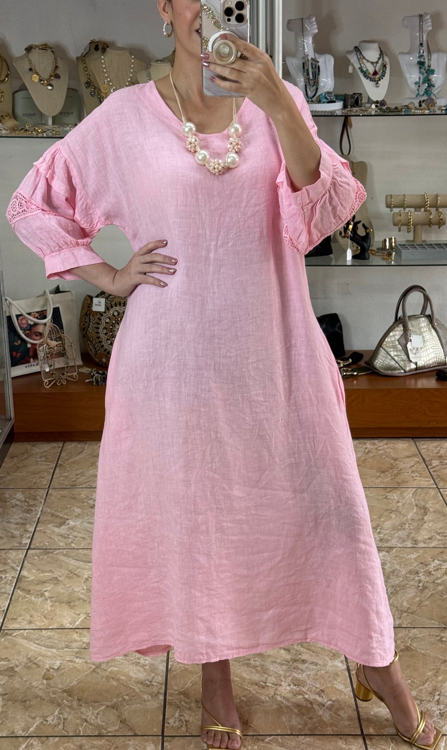 Back Detail OS Linen Maxi Dress (FINAL SALE)