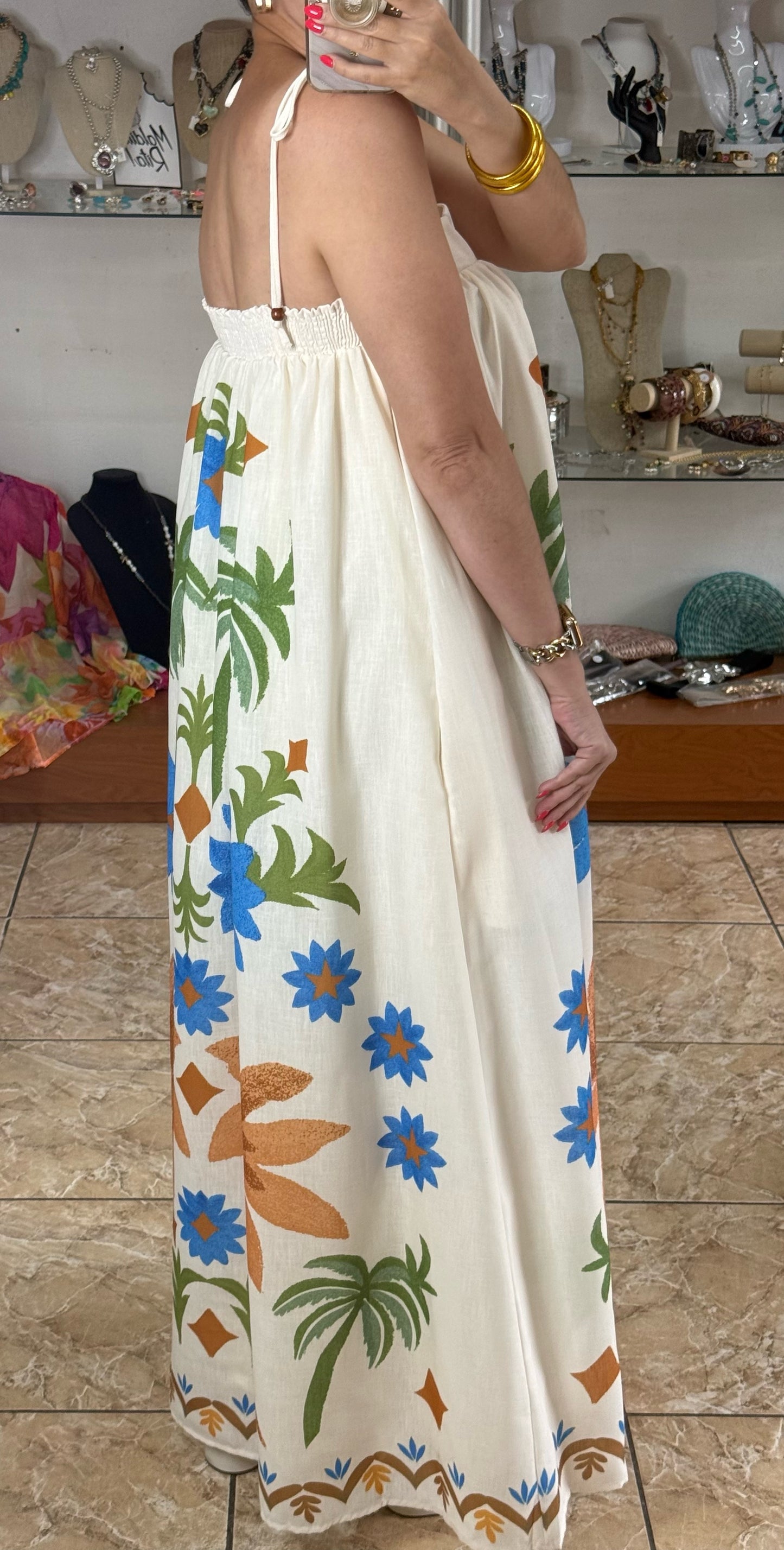 Palm Trees and Flowers Maxi Dress