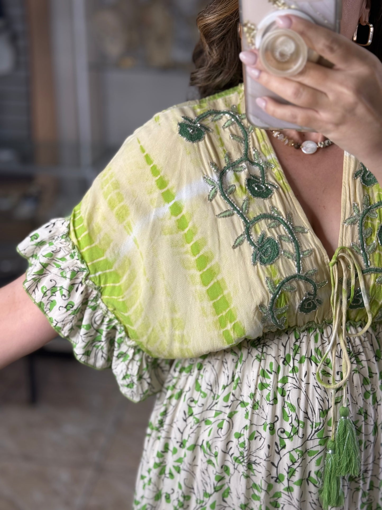 Green OS Bohemian Maxi Dress (NO RETURNS OR EXCHANGE)