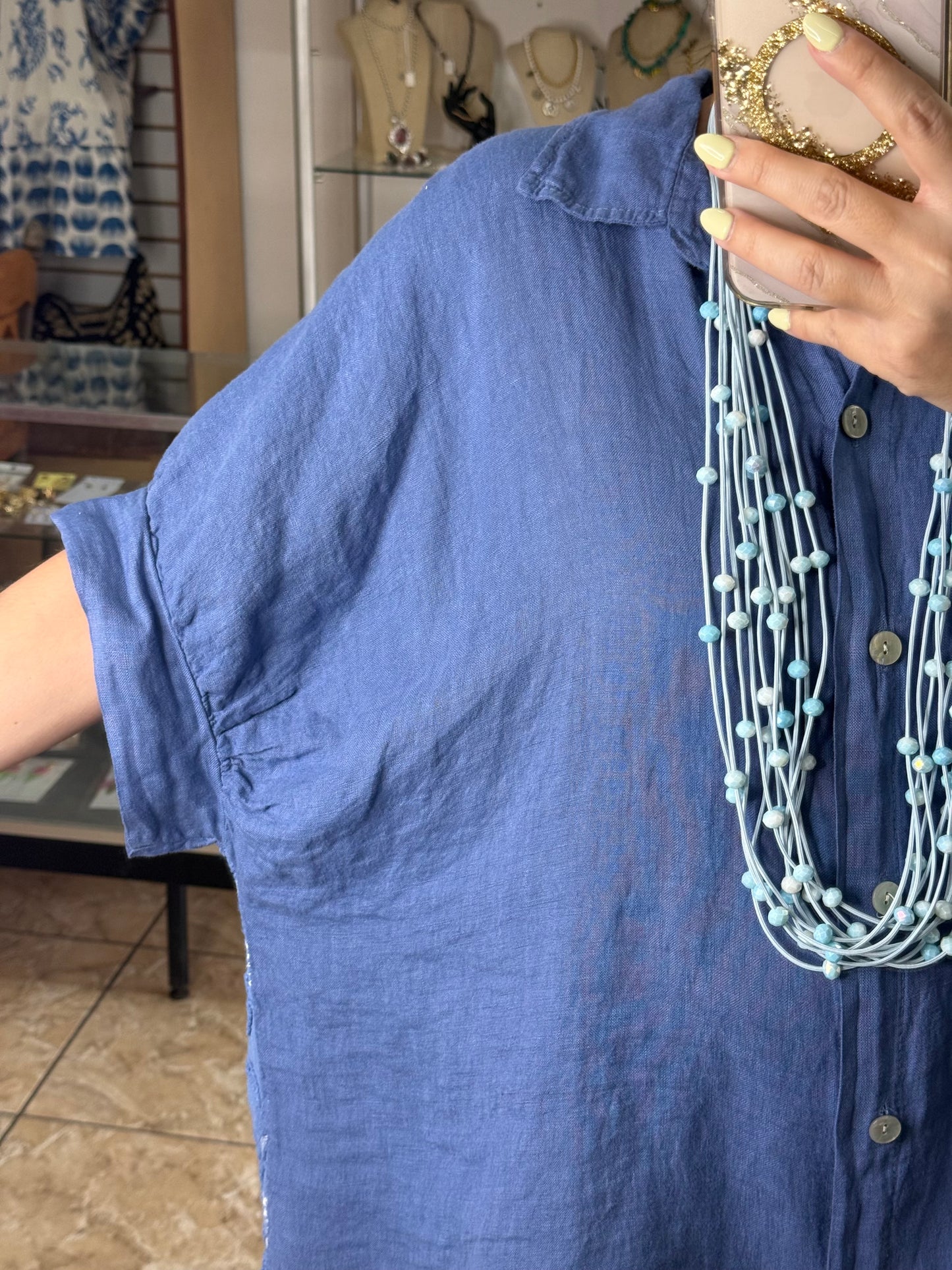 Linen/Cotton Embroidered Back Top (NO RETURNS OR EXCHANGE) (PANT SOLD SEPARATELY)