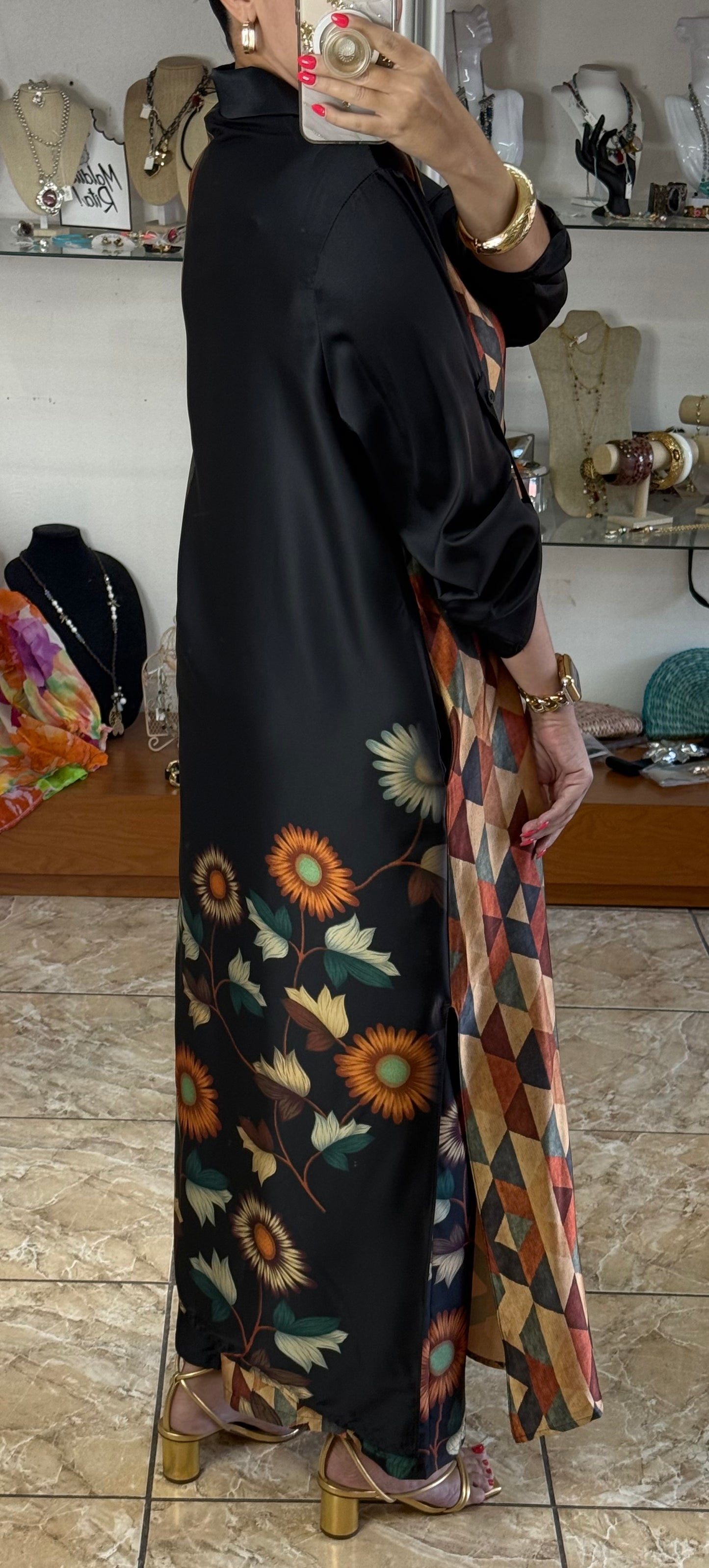 Mix Print OS Silk Top/Dress & Pant Set (NO RETURNS OR EXCHANGE)