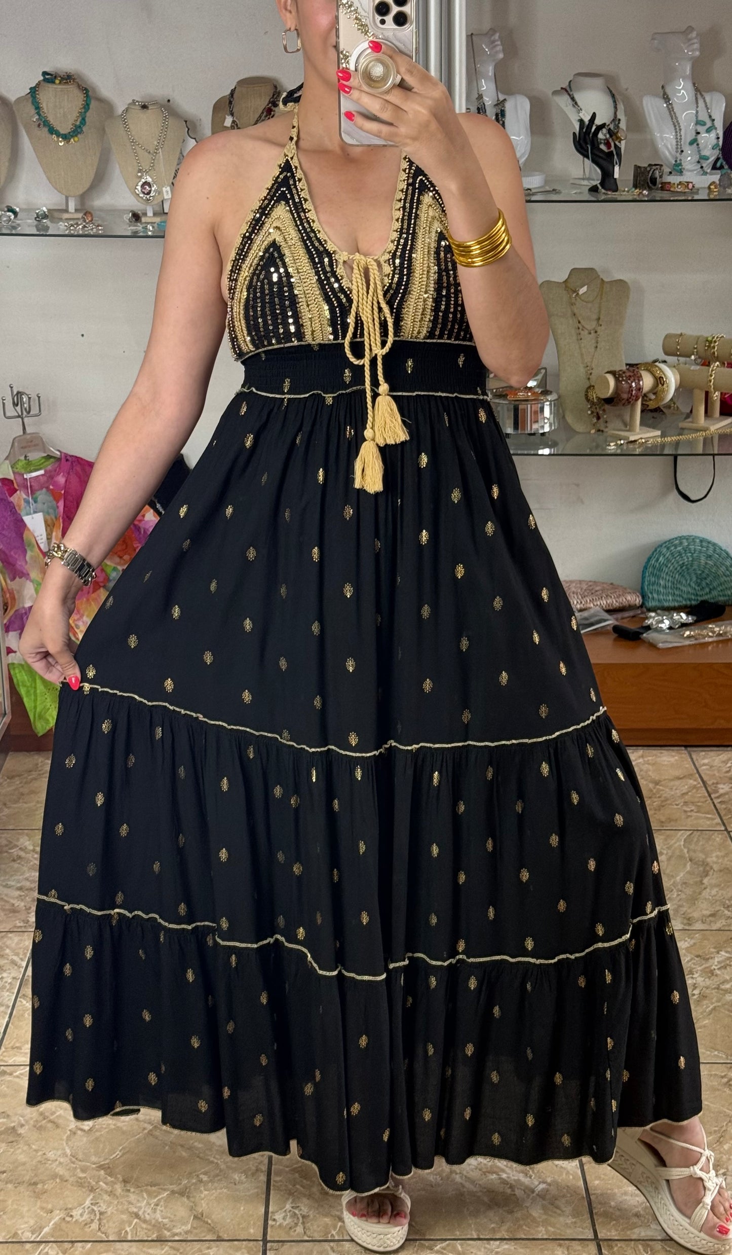 Open Back Boho OS Maxi Dress (NO RETURNS OR EXCHANGE)