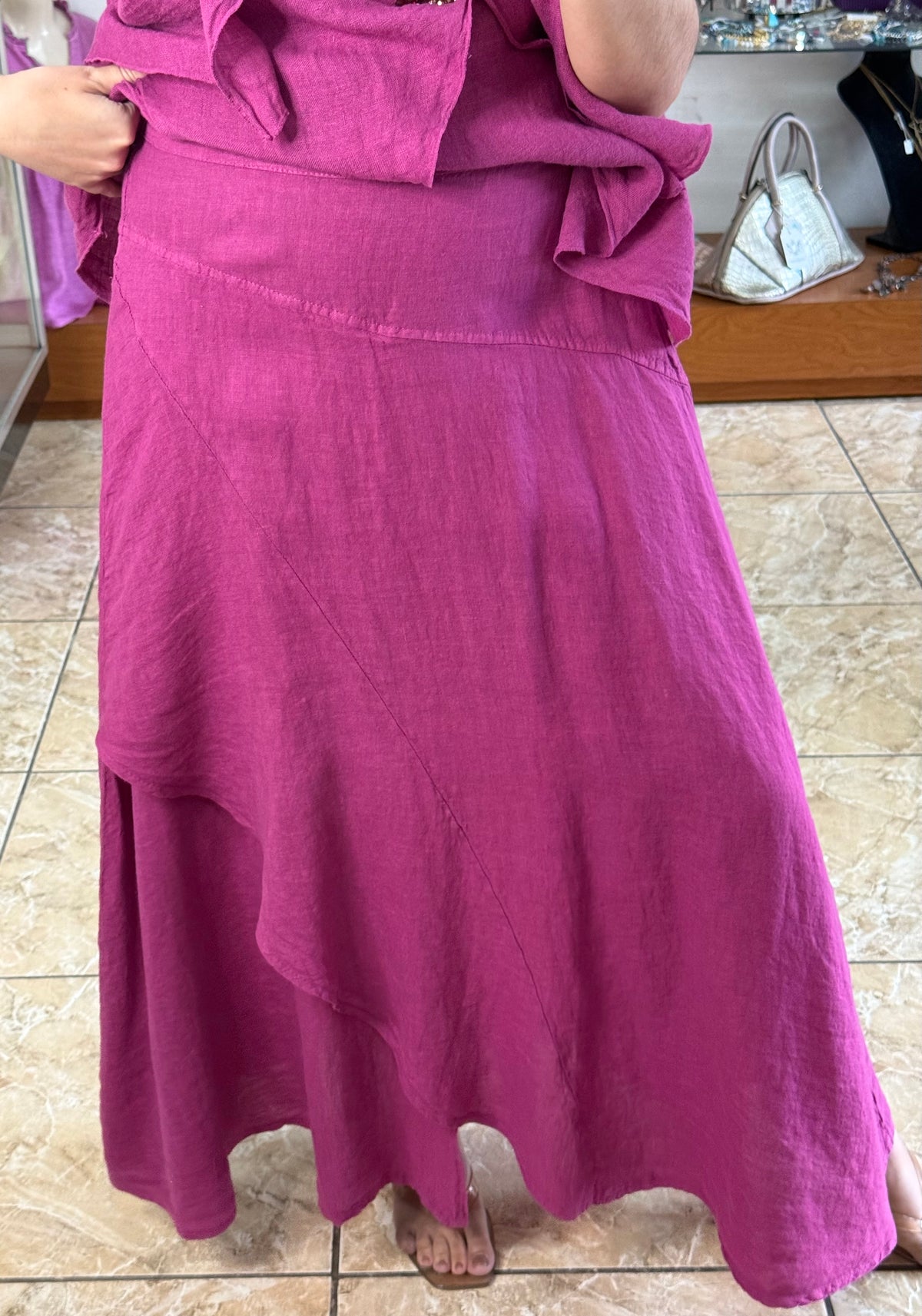 OS Linen Top & Skirt Set (NO RETURNS OR EXCHANGE)