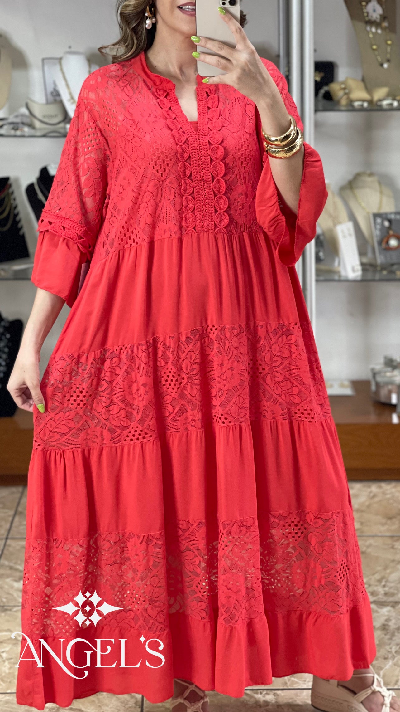 Red OS Plus Maxi Dress