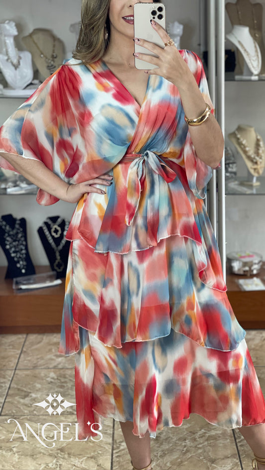 Multi Mix OS Silk Dress