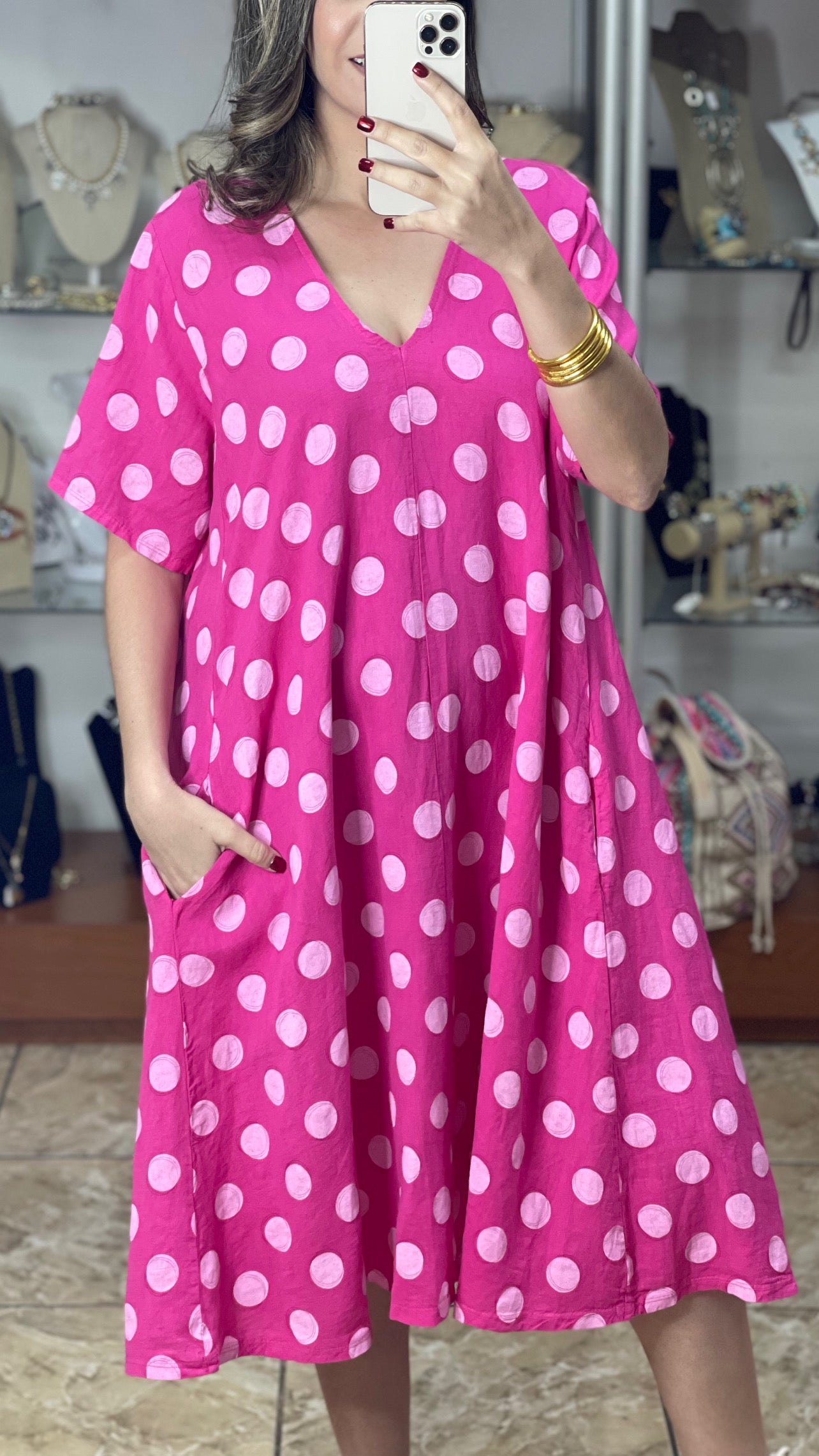 Polkadots OS Midi Dress