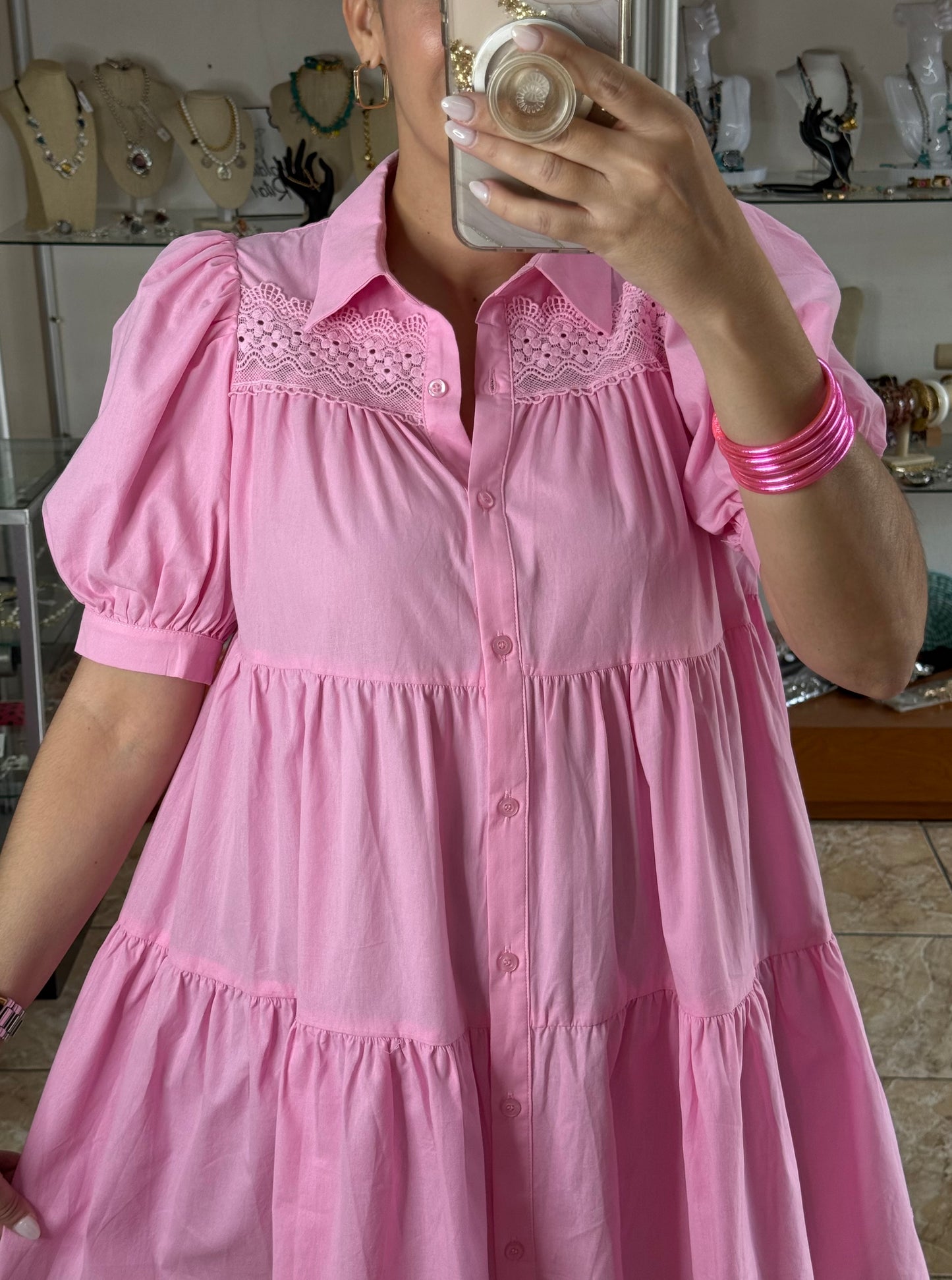 Pink Babydoll Mini Dress