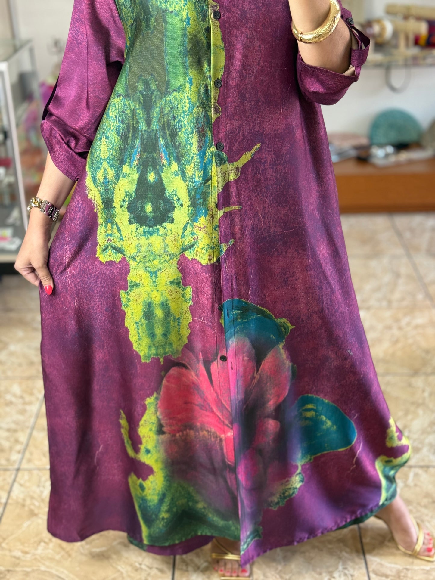 Purple/Green OS Silk Pant Set (NO RETURNS OR EXCHANGE)