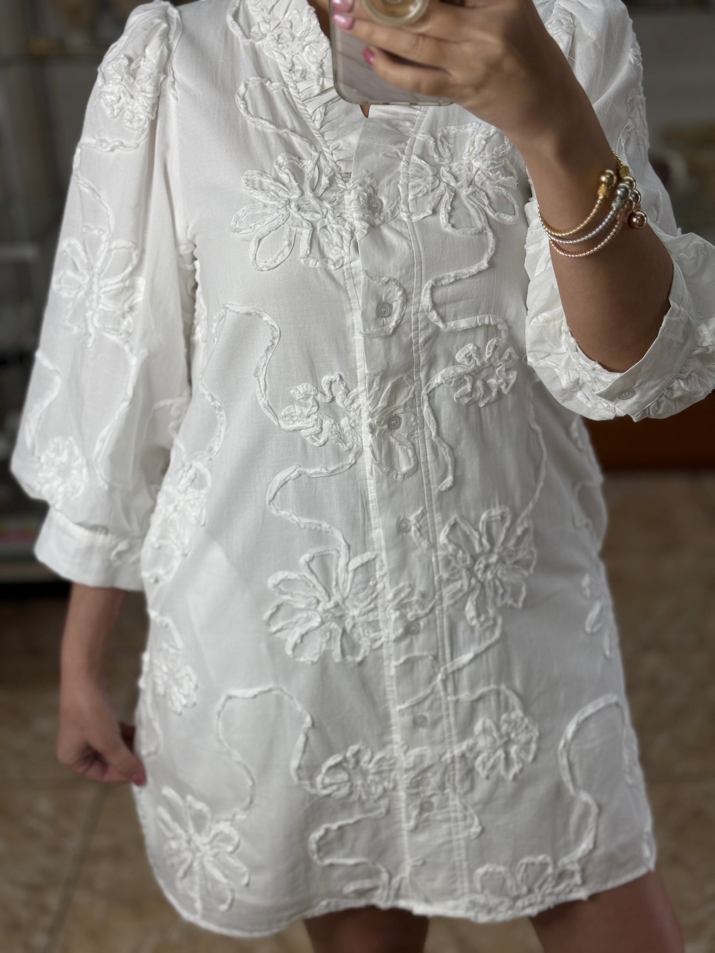White Button Down Mini Dress (FINAL SALE)