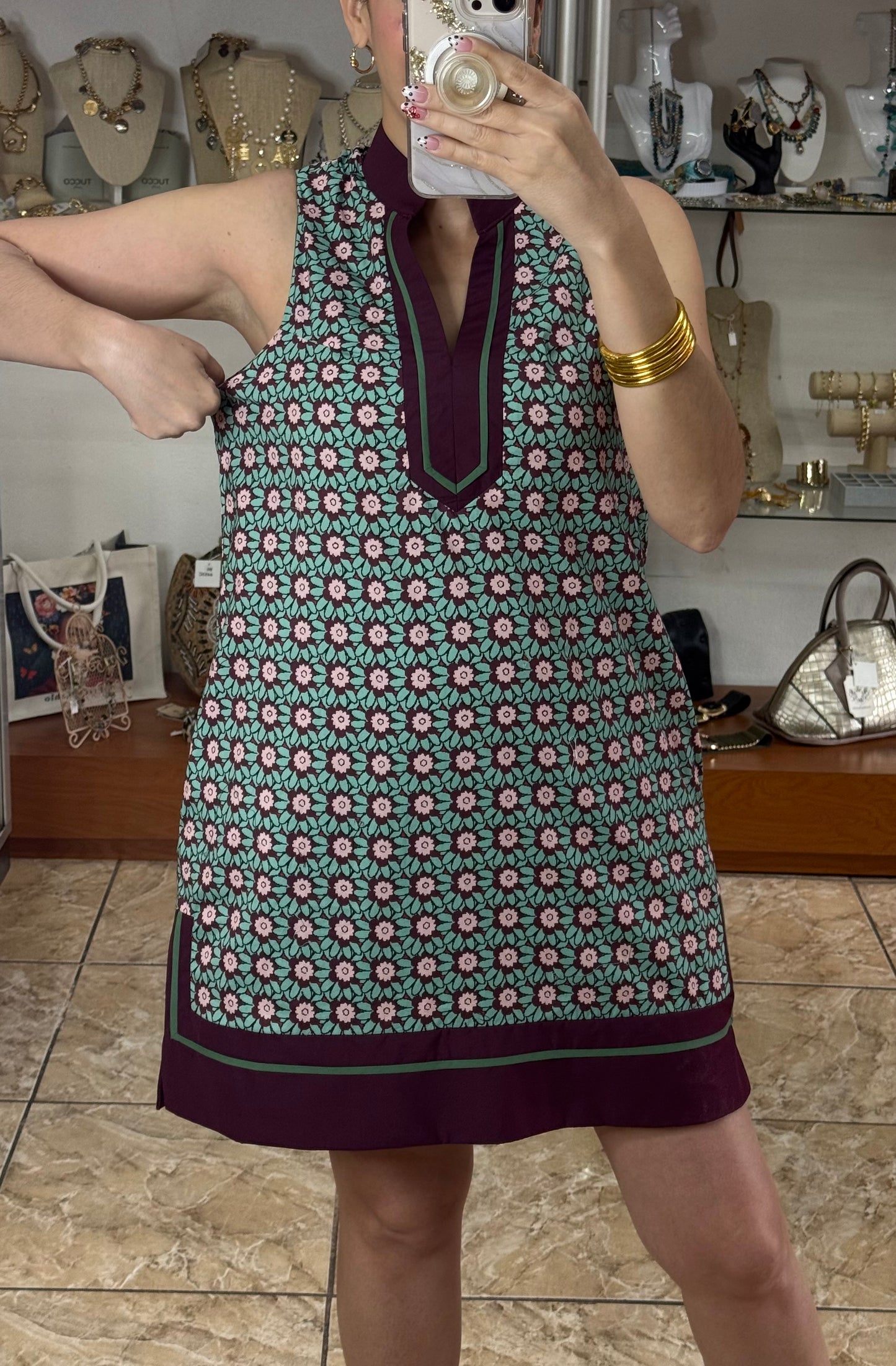 Dark Plum Mix Floral Sleeveless Mini Dress
