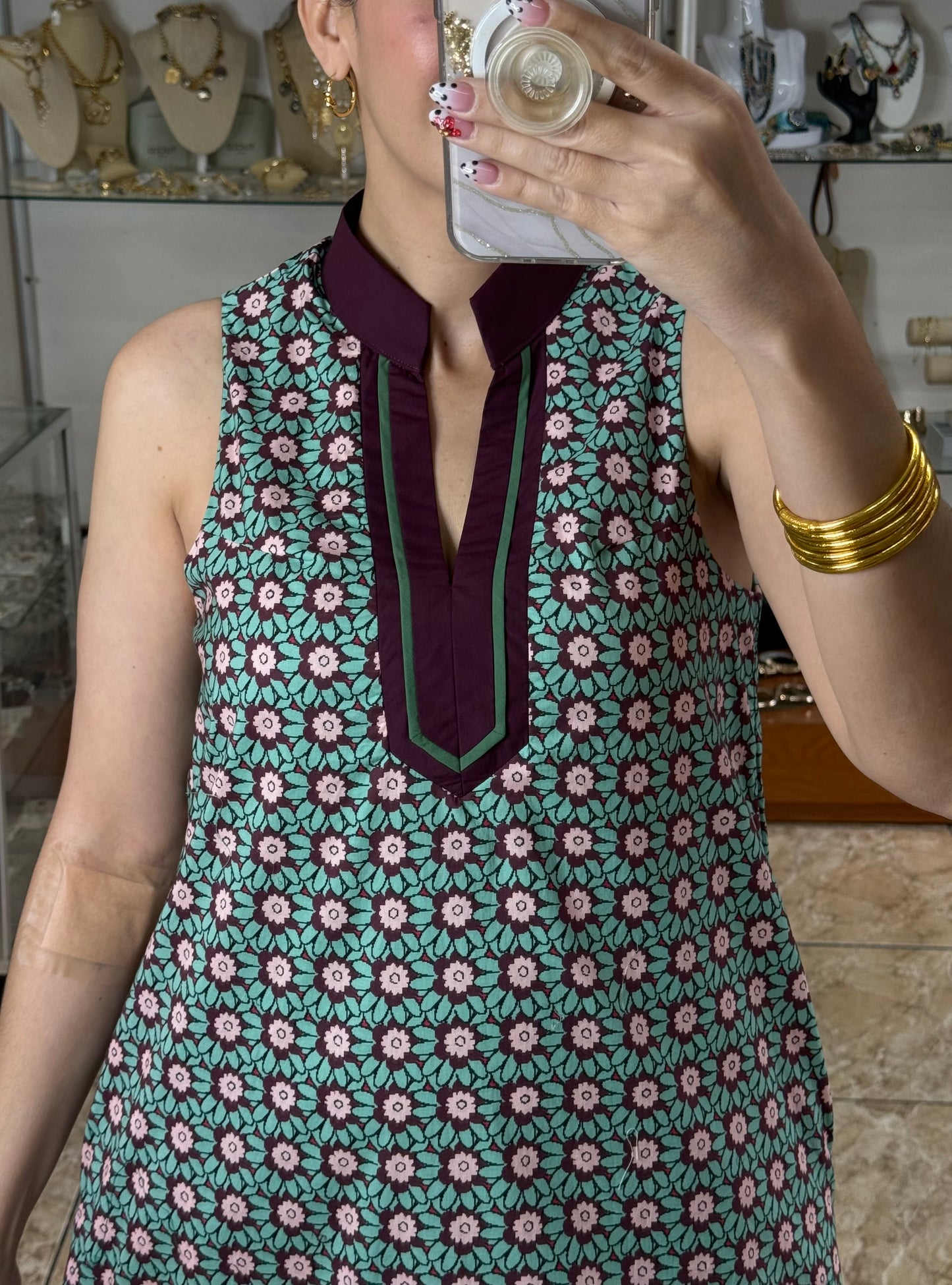 Dark Plum Mix Floral Sleeveless Mini Dress