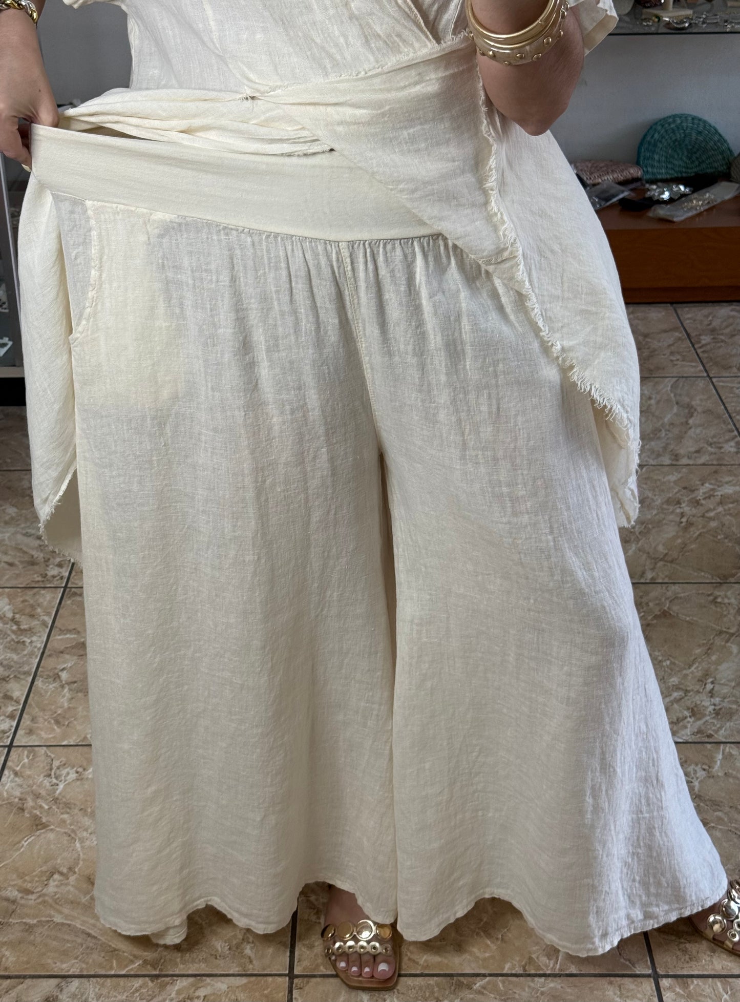 Long Top & Pant OS Linen Set (NO RETURNS OR EXCHANGE)