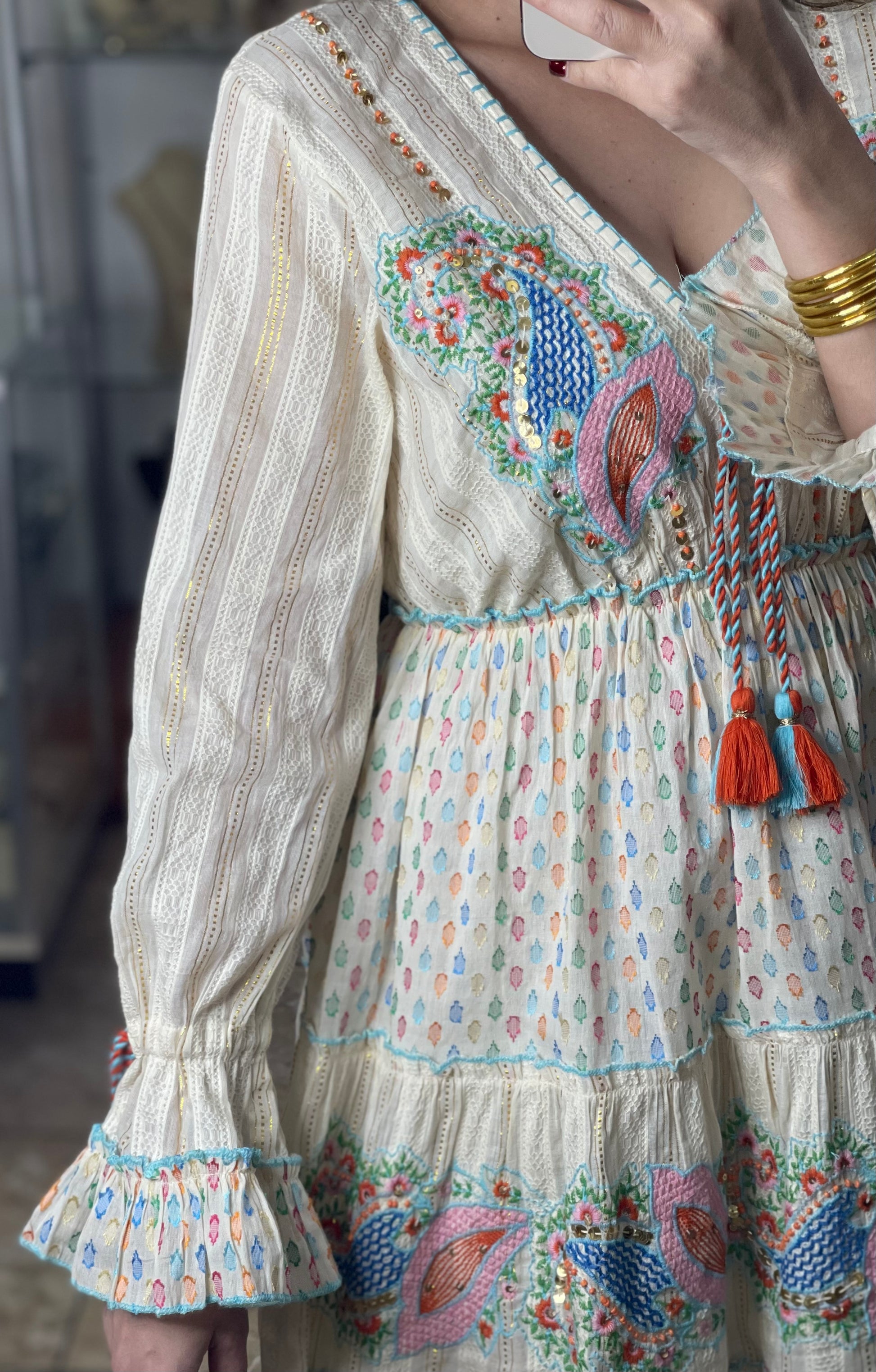 Long Sleeves Short Boho OS Dress Tienda Angels Aguada Long Sleeves Short Boho OS Dress Tienda Angels Aguada