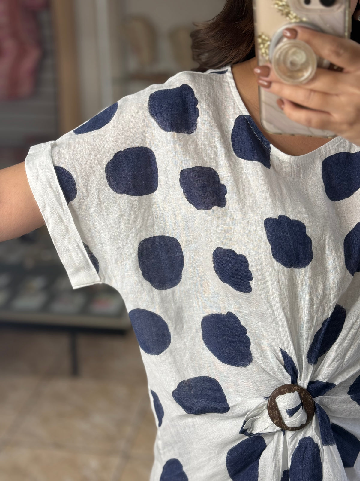 OS Polkadots Linen Set (NO RETURNS OR EXCHANGE)