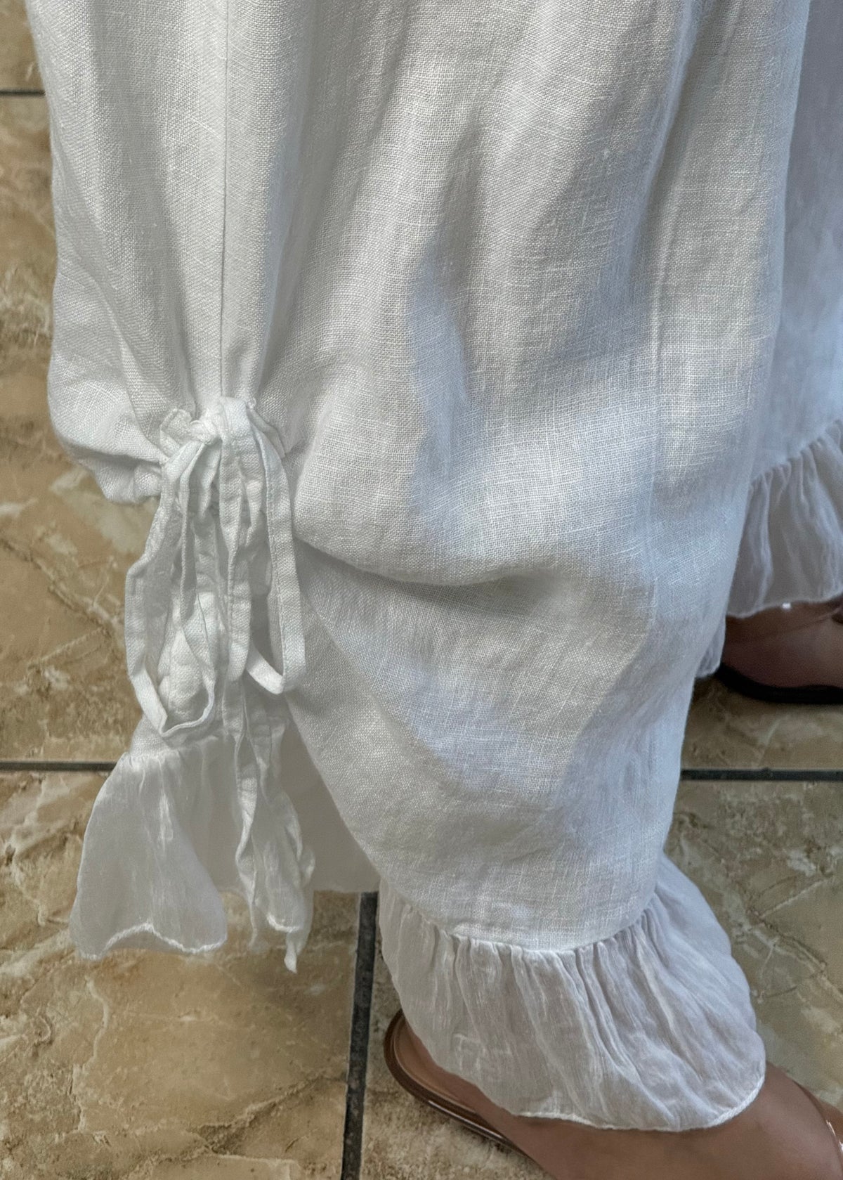 OS Linen Ruffle Top & Pant Set (NO RETURNS OR EXCHANGE)