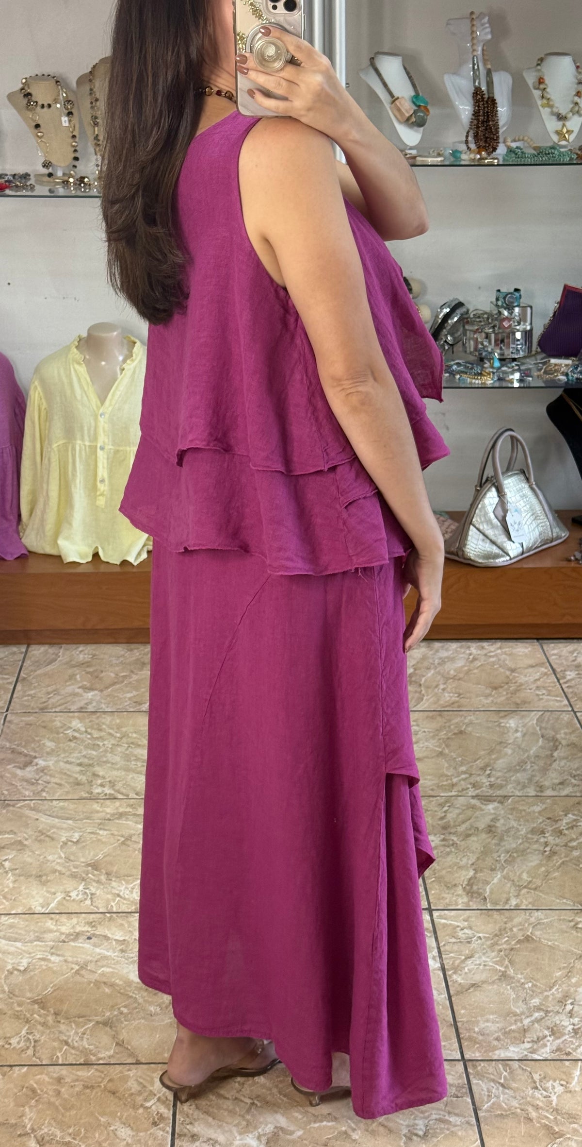 OS Linen Top & Skirt Set (NO RETURNS OR EXCHANGE)