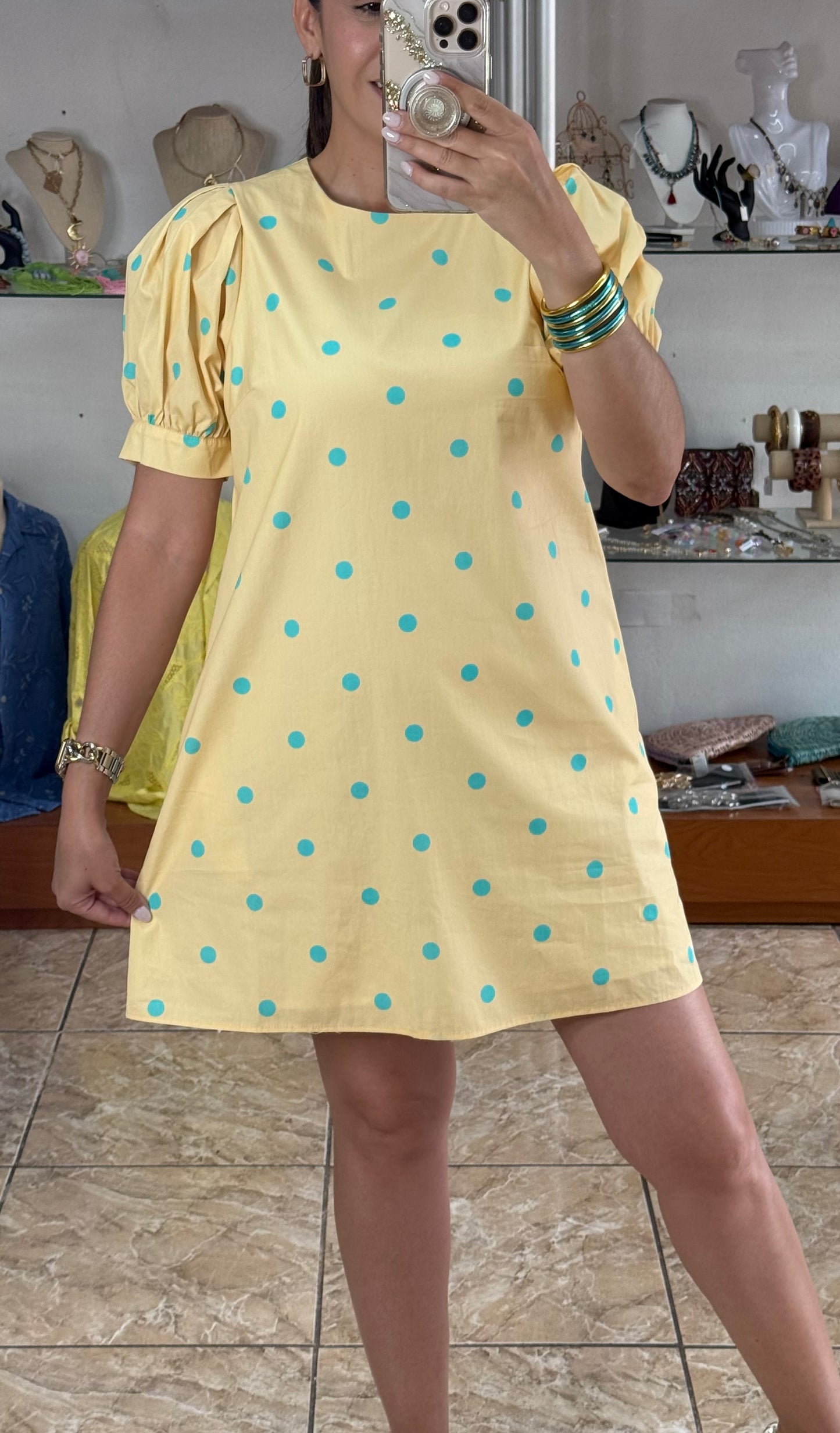 Butter Yellow Polkadot Dress